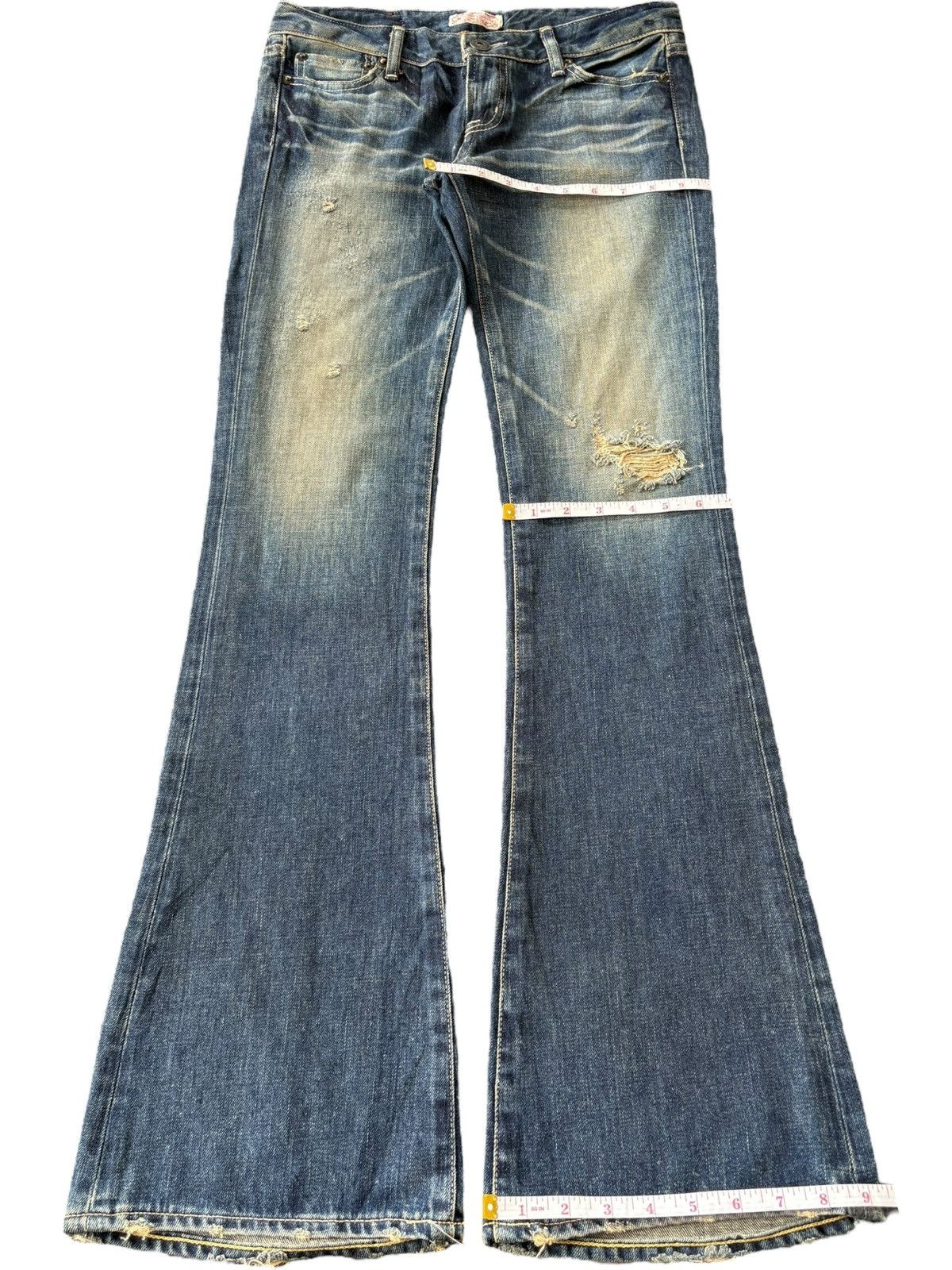 MOUSSY Vintage Japanese Moussy Rusty Wash Distress Flare Jeans Size 30" / US 8 / IT 44 - 8 Thumbnail