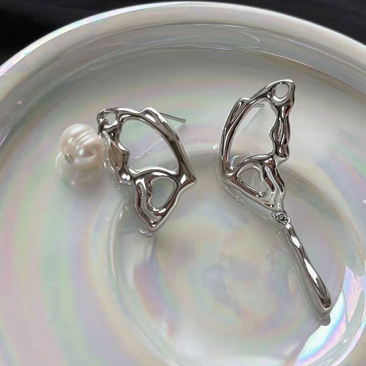 Jewelry × Sterling Silver One pairs Crazy Earrings Gothic Punk Chrome Jewelry Spike Size ONE SIZE - 1 Thumbnail