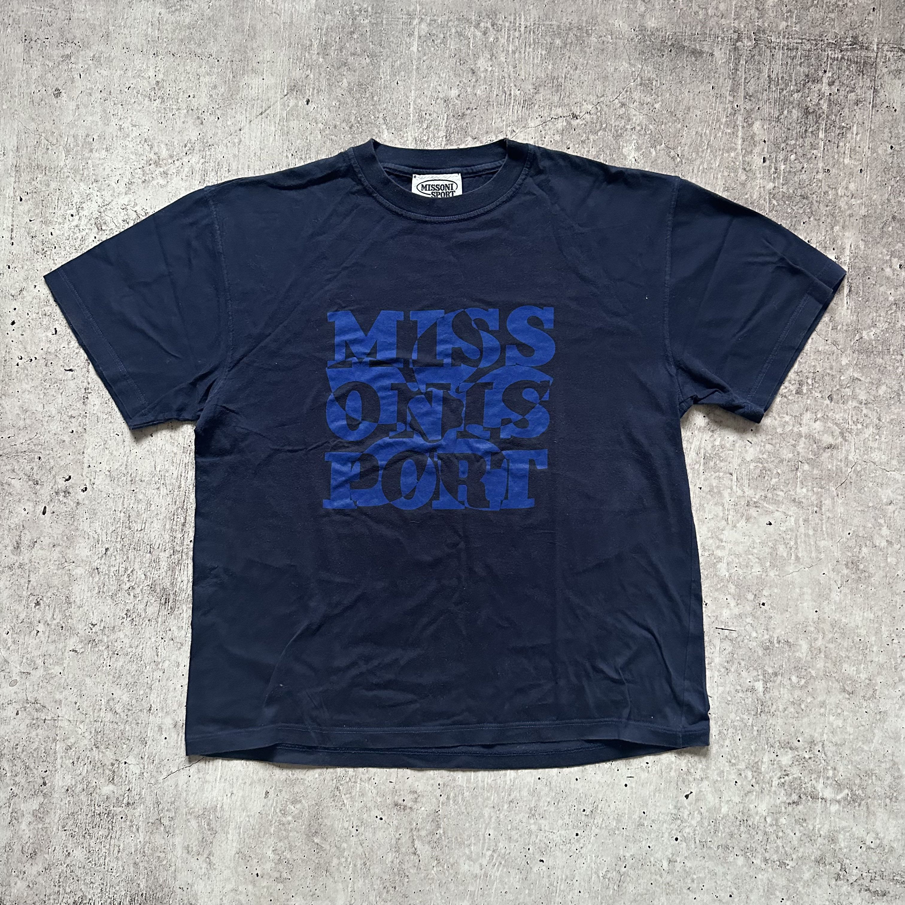 Missoni × Vintage Missoni Sport Big Logo T Shirt Navy Vintage Avant garde Size US S / EU 44-46 / 1 - 1 Thumbnail