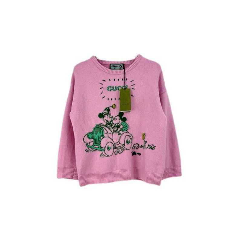 Gucci Gucci Pink co-branded classic logo Mickey Mouse wool sweate Size L / US 10 / IT 46 - 1 Thumbnail