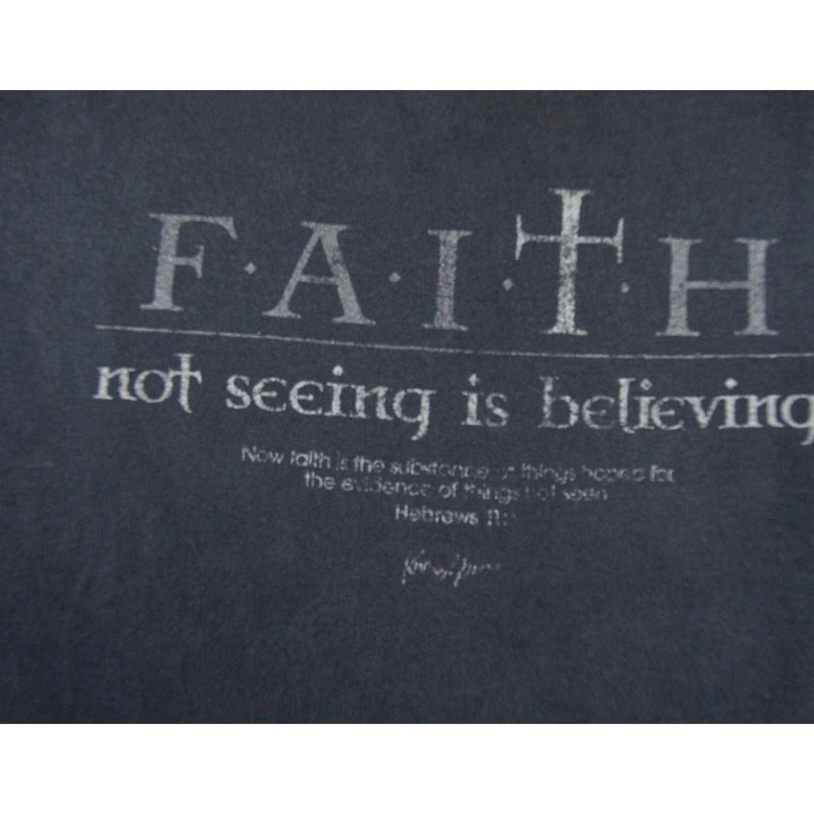 Hanes VINTAGE Hanes Faith T-Shirt XL Black Religious Quote Crewneck Faded Mens Size US XL / EU 56 / 4 - 2 Thumbnail