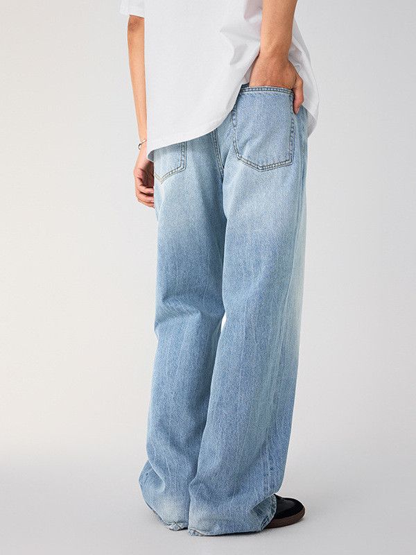 Vintage Men's casual loose straight-leg washed jeans Size US 32 / EU 48 - 5 Thumbnail