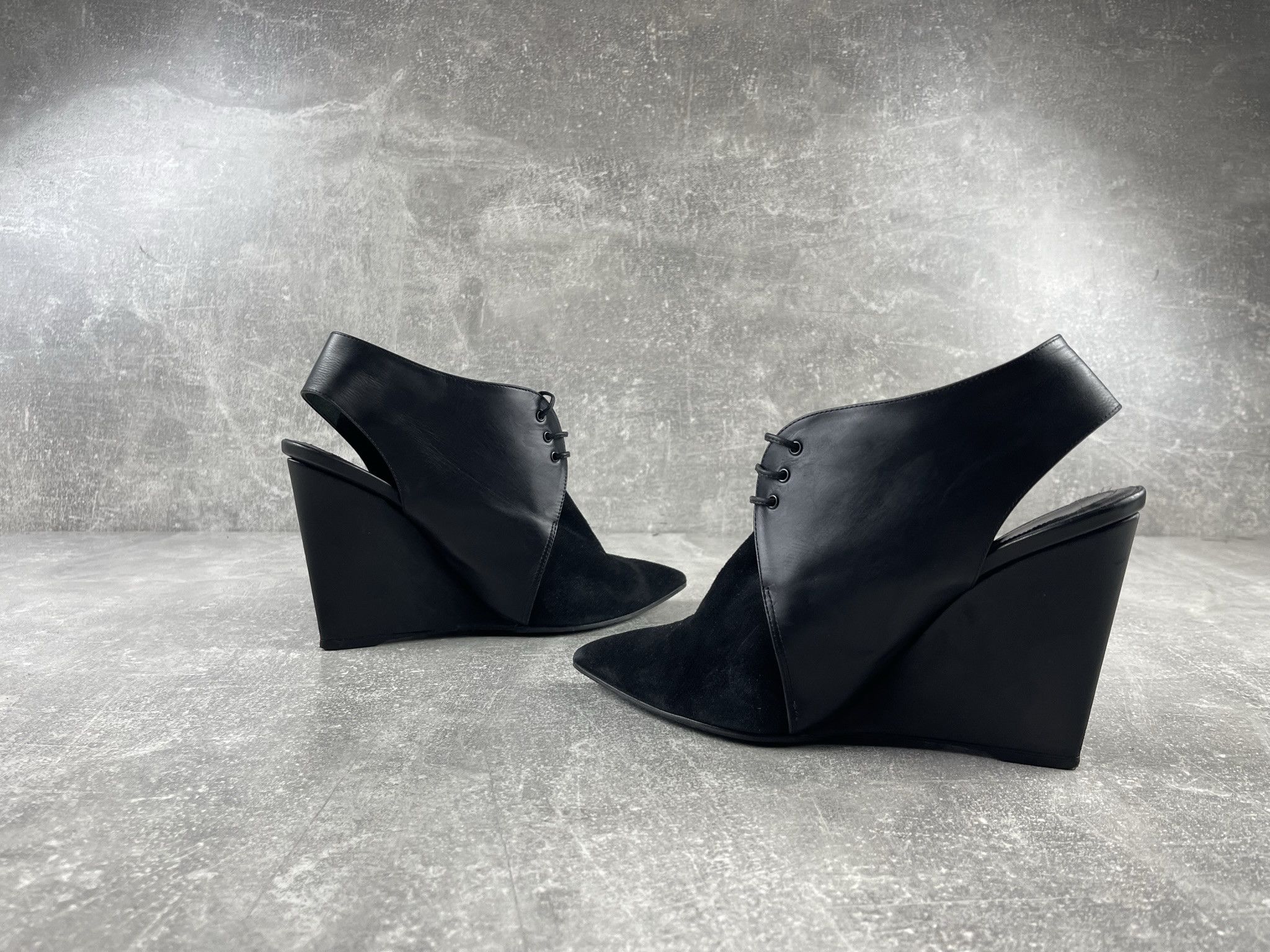 Christian Dior Monsieur Christian Dior Raf Simons Era AUTH Leather Wedge Heels Shoes Size US 7.5 / IT 37.5 - 4 Thumbnail
