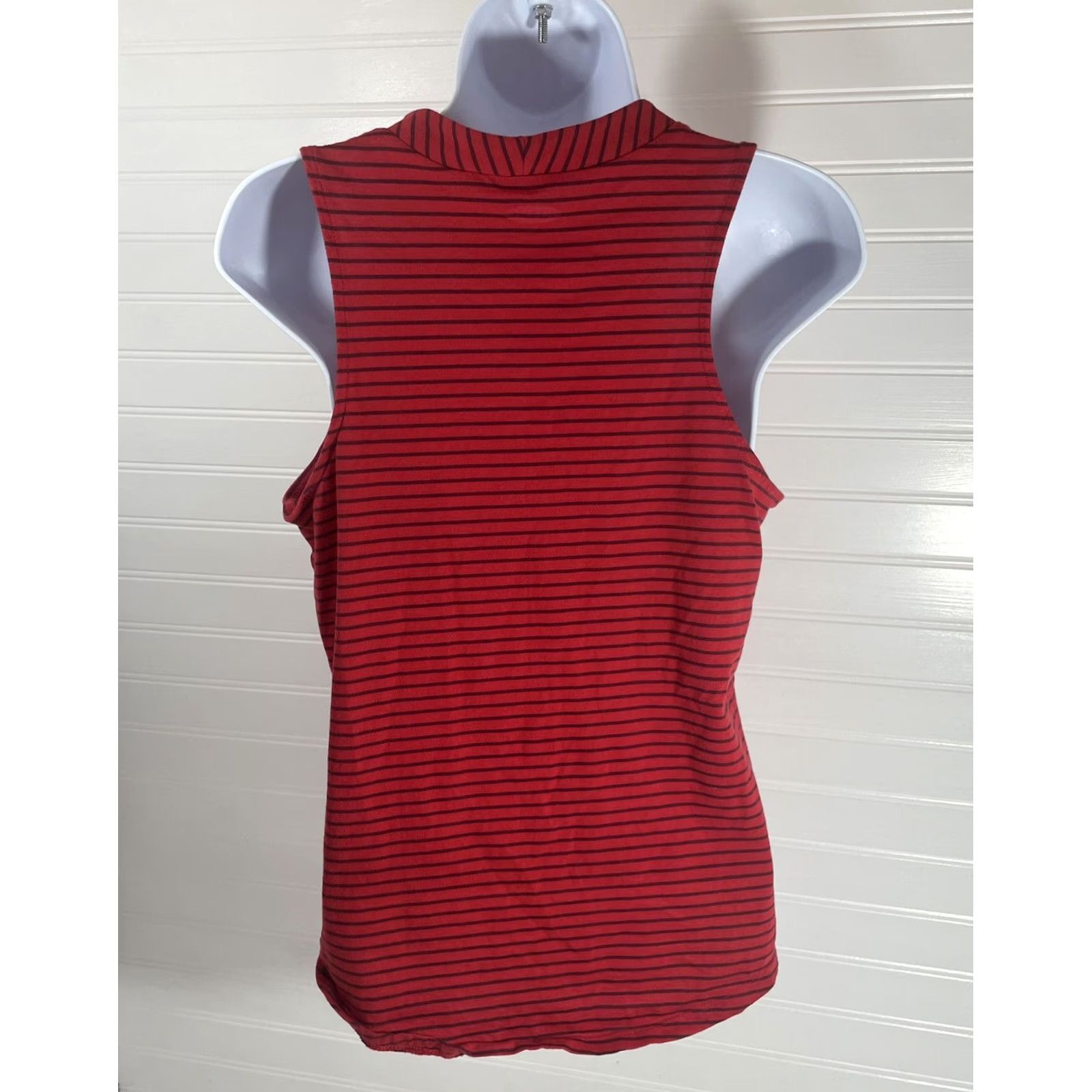 Old Navy Old Navy Tank Top Women Small Mock Neck Red Black Striped Style#480720-03 Size S / US 4 / IT 40 - 2 Thumbnail