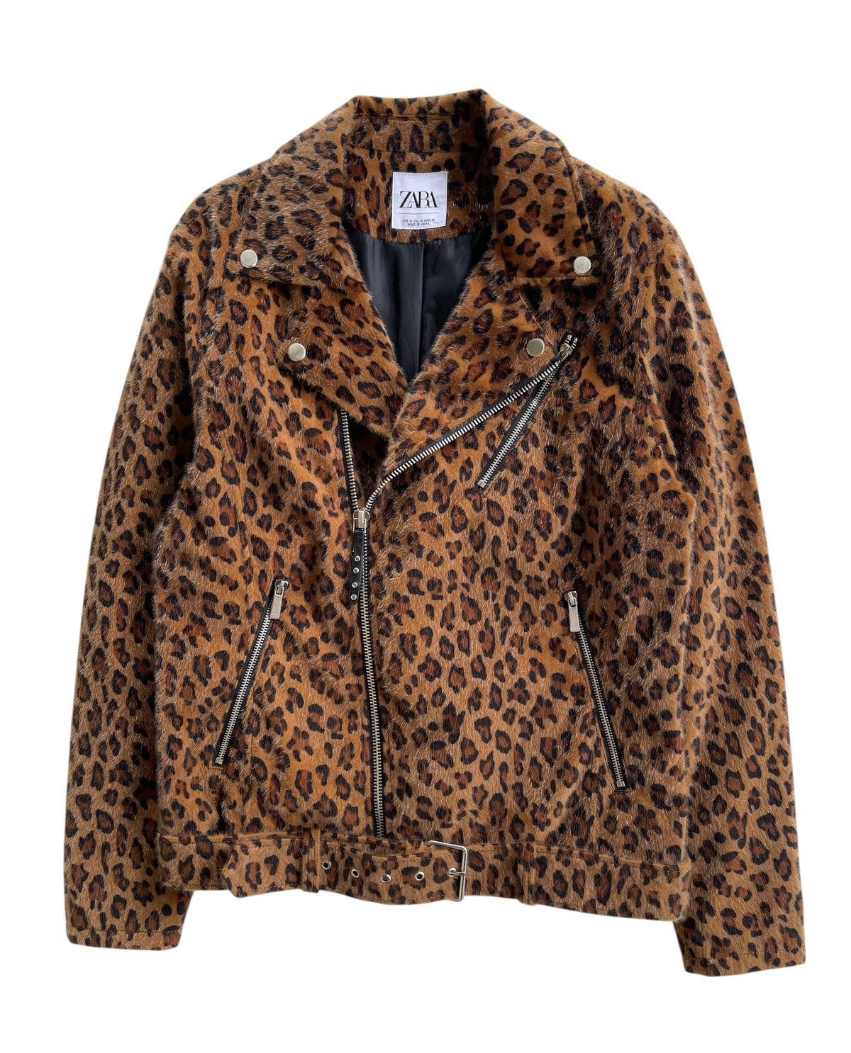 Zara Leopard Double Collar Bikers Fur Jacket Size US M / EU 48-50 / 2 - 2 Thumbnail