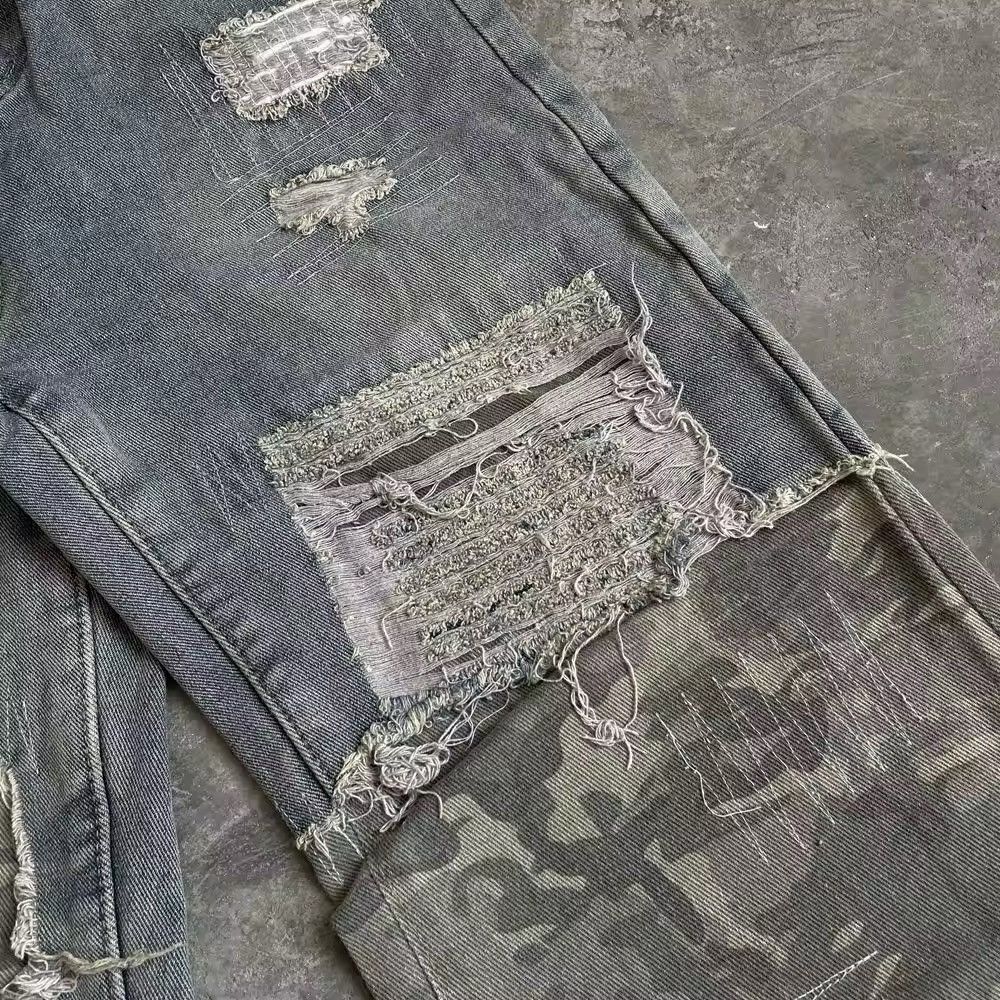 Japanese Brand × Jean Vintage Camouflage Patchwork Denim Size US 31 - 8 Thumbnail