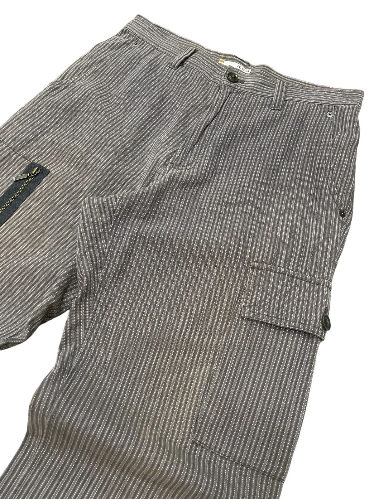 Japanese Brand Icca Japan Herringbone Striped MultiPocket Loose Cargo Pants Size US 31 - 8 Thumbnail