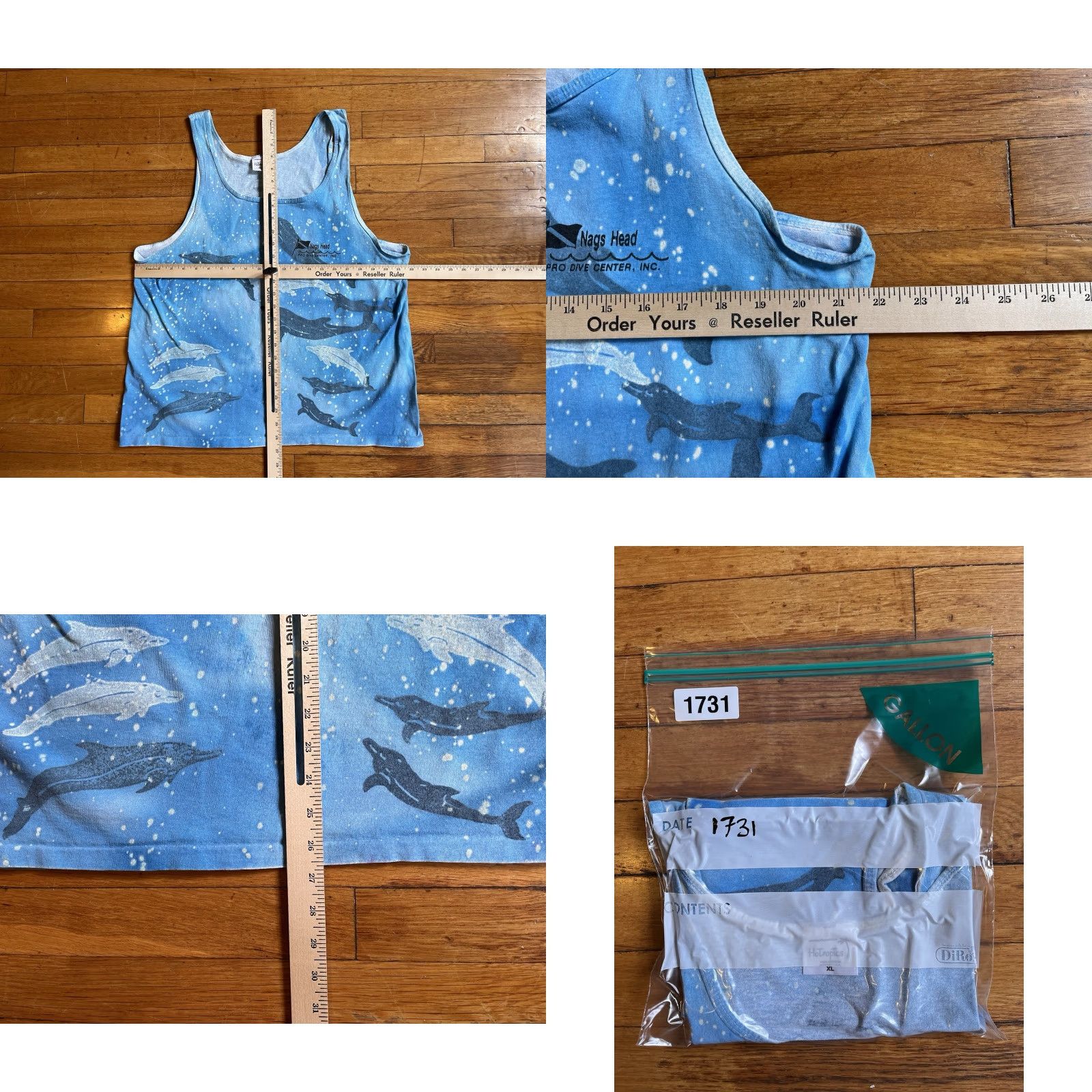 Vintage VINTAGE HoTropics Nags Head Pro Dive Center Dolphin Tank Top Men’s XL Blue All Over Print Shirt Tank Top Dolphin 90s Animals Nautical Sports Mens Size US XL / EU 56 / 4 - 8 Thumbnail
