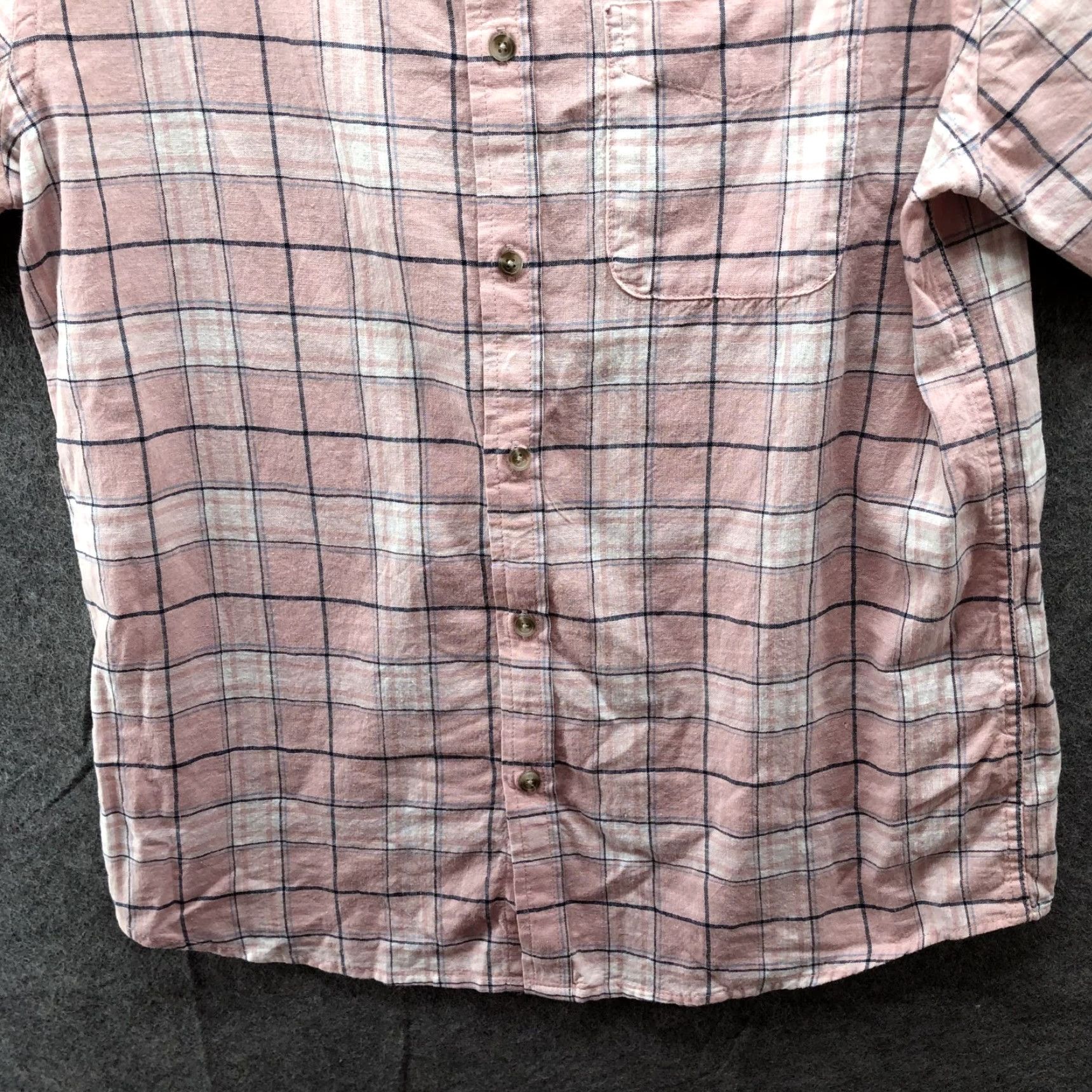 Old Navy Old Navy Shirt Mens M Pink Plaid Linen Blend Short Sleeve Button Up White Size US M / EU 48-50 / 2 - 4 Thumbnail