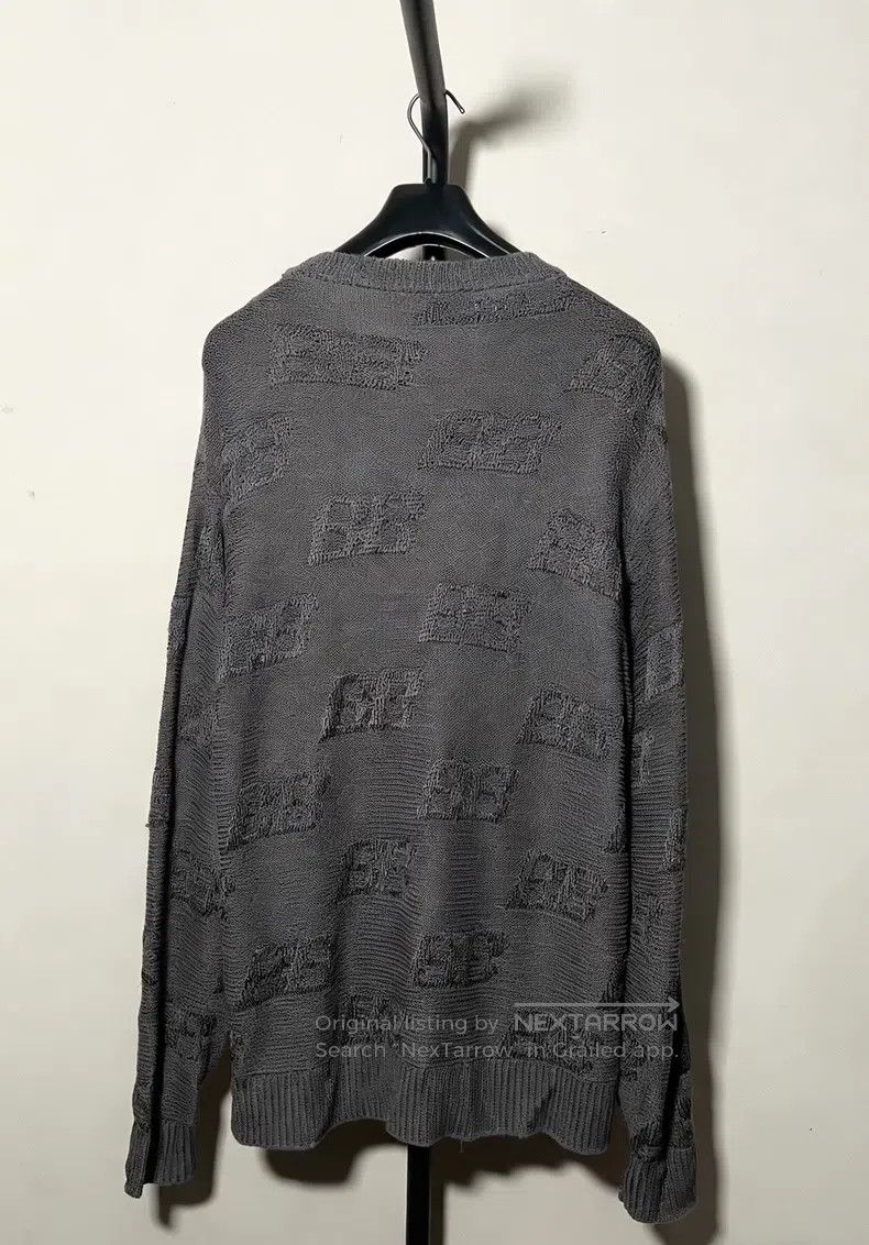 Balenciaga Balenciaga Gray Jacquard Knit Logo Sweater Size US M / EU 48-50 / 2 - 2 Thumbnail