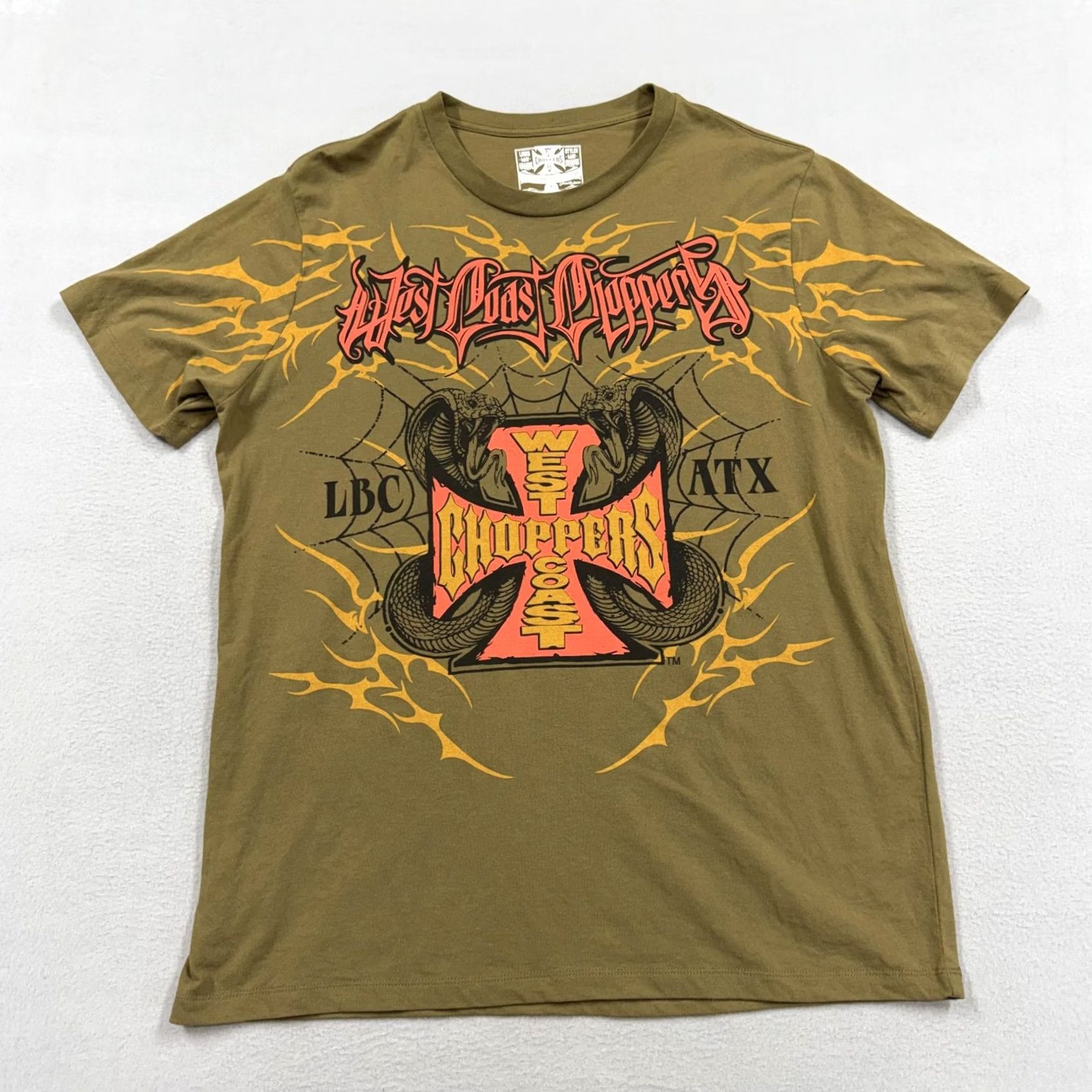 West Coast Choppers West Coast Choppers Shirt Mens 2XL Green Cobra Cross Graphic Tee Motorcycle Size US XXL / EU 58 / 5 - 2 Thumbnail