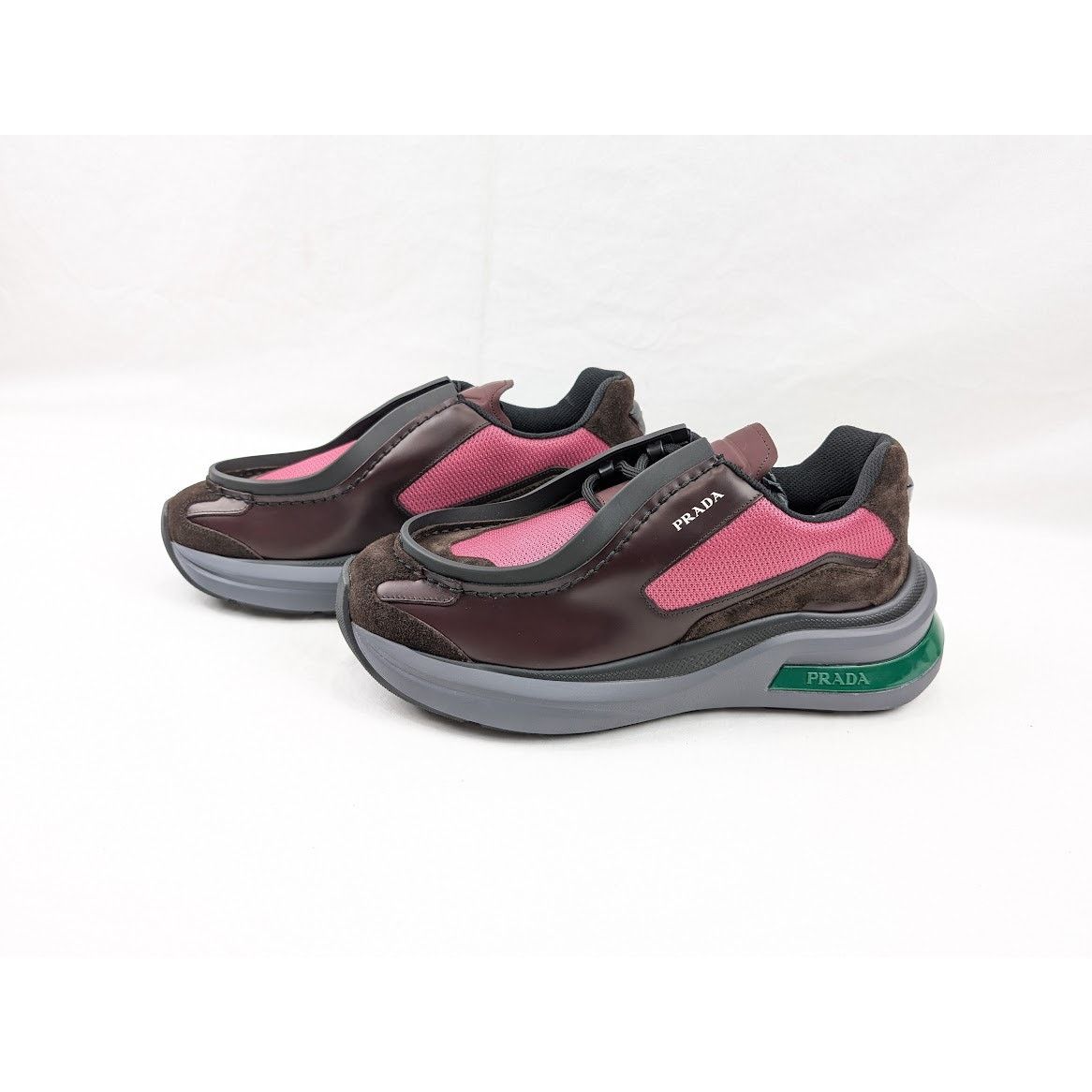 Prada o1rshd1 Brushed Leather Sneakers Bike Fabric Suede Size US 10 / EU 43 - 15 Thumbnail