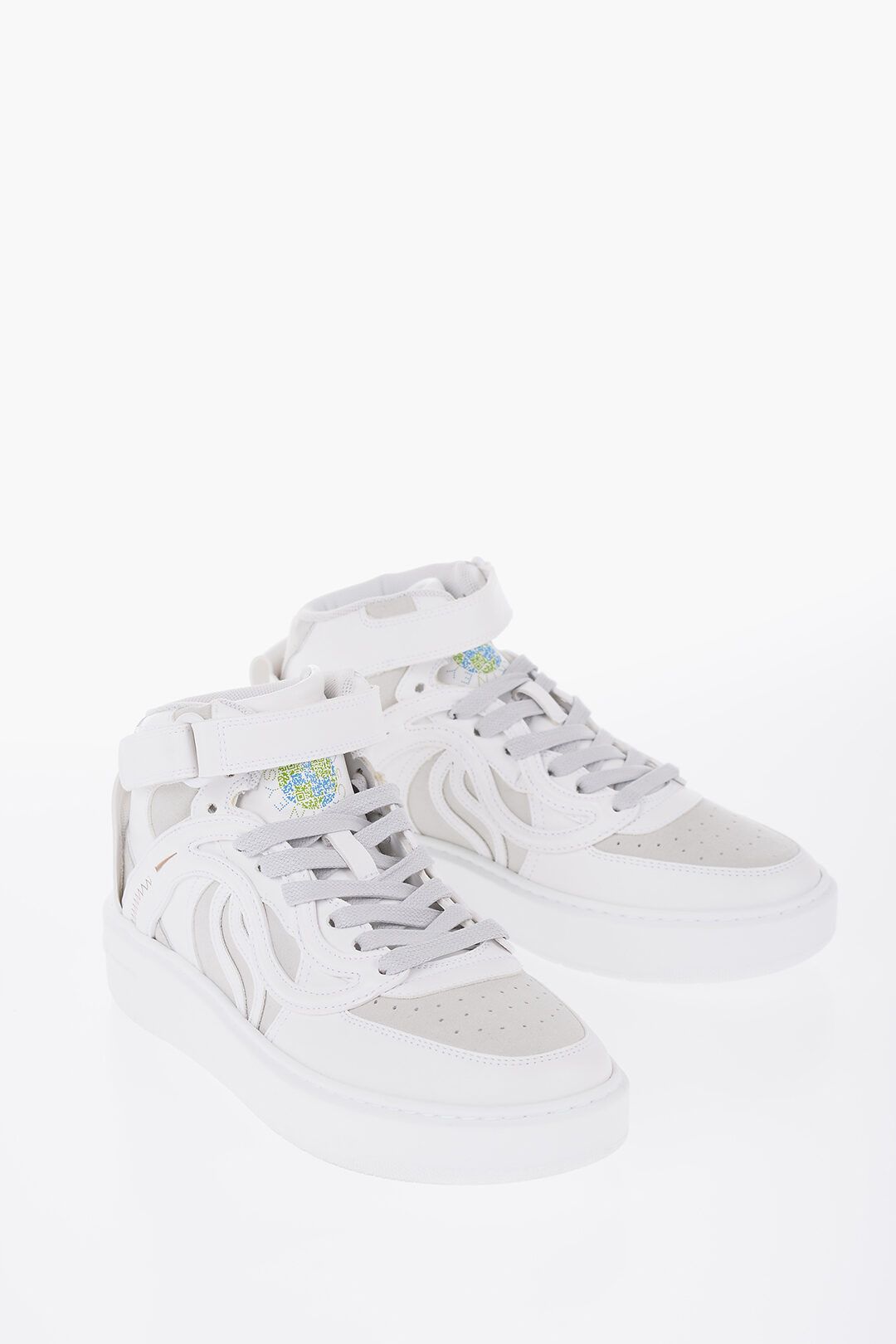 Stella McCartney og1mm0824 Leather S-Wave High-Top Sneakers in White Size US 8 / IT 38 - 2 Thumbnail