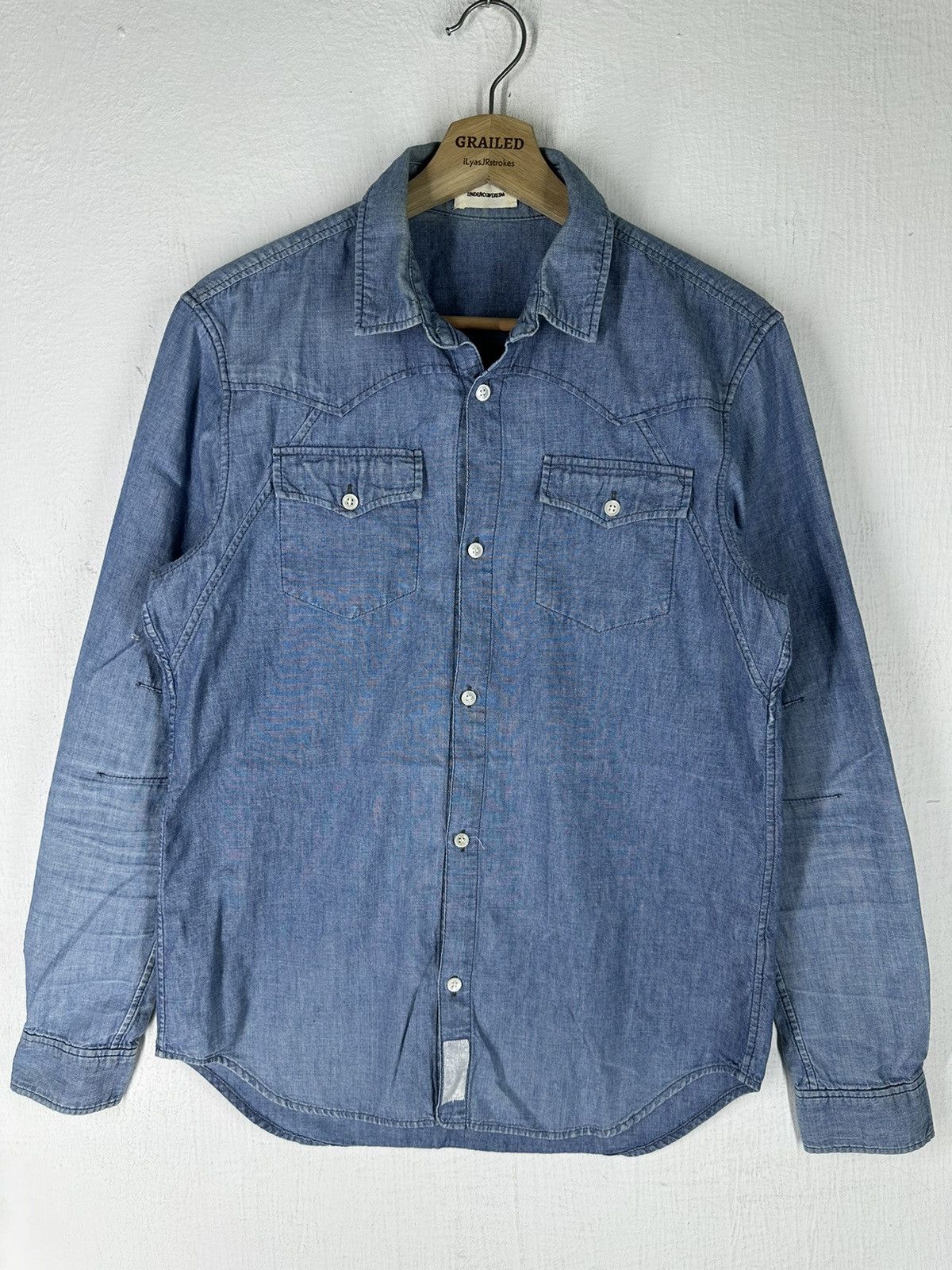 Undercover Vintage Undercoverism Denim Long Sleeve Collar Tee Size US S / EU 44-46 / 1 - 2 Thumbnail
