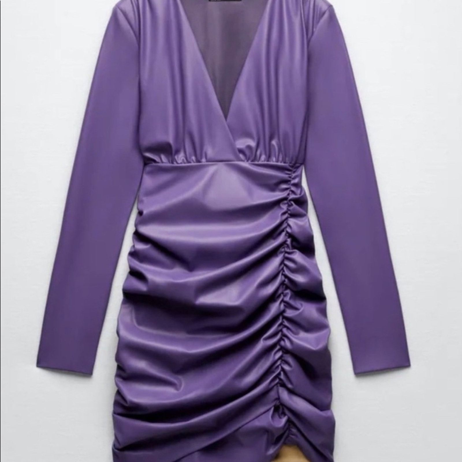 Zara ZARA BLOGGER FAVORITE FAUX LEATHER DRESS PURPLE Size S / US 4 / IT 40 - 13 Thumbnail