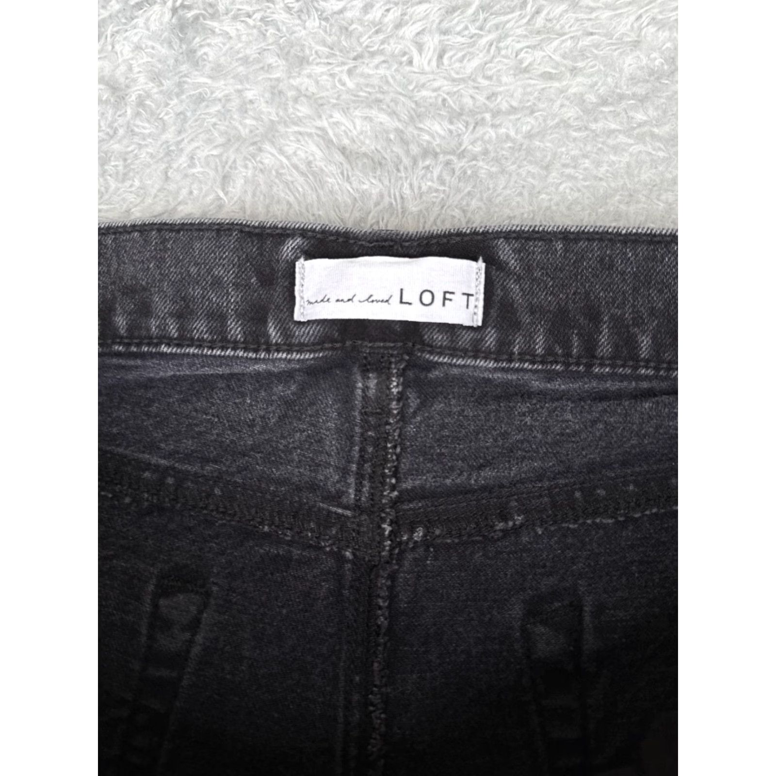 Loft LOFT Jeans Women Black 16 The Straight Crop Distressed High Rise 36x23 5-Pocket Denim Distressed Stretch Casual Modern Western 90s Love Mens? Size 38" / US 16 / IT 52 - 6 Thumbnail