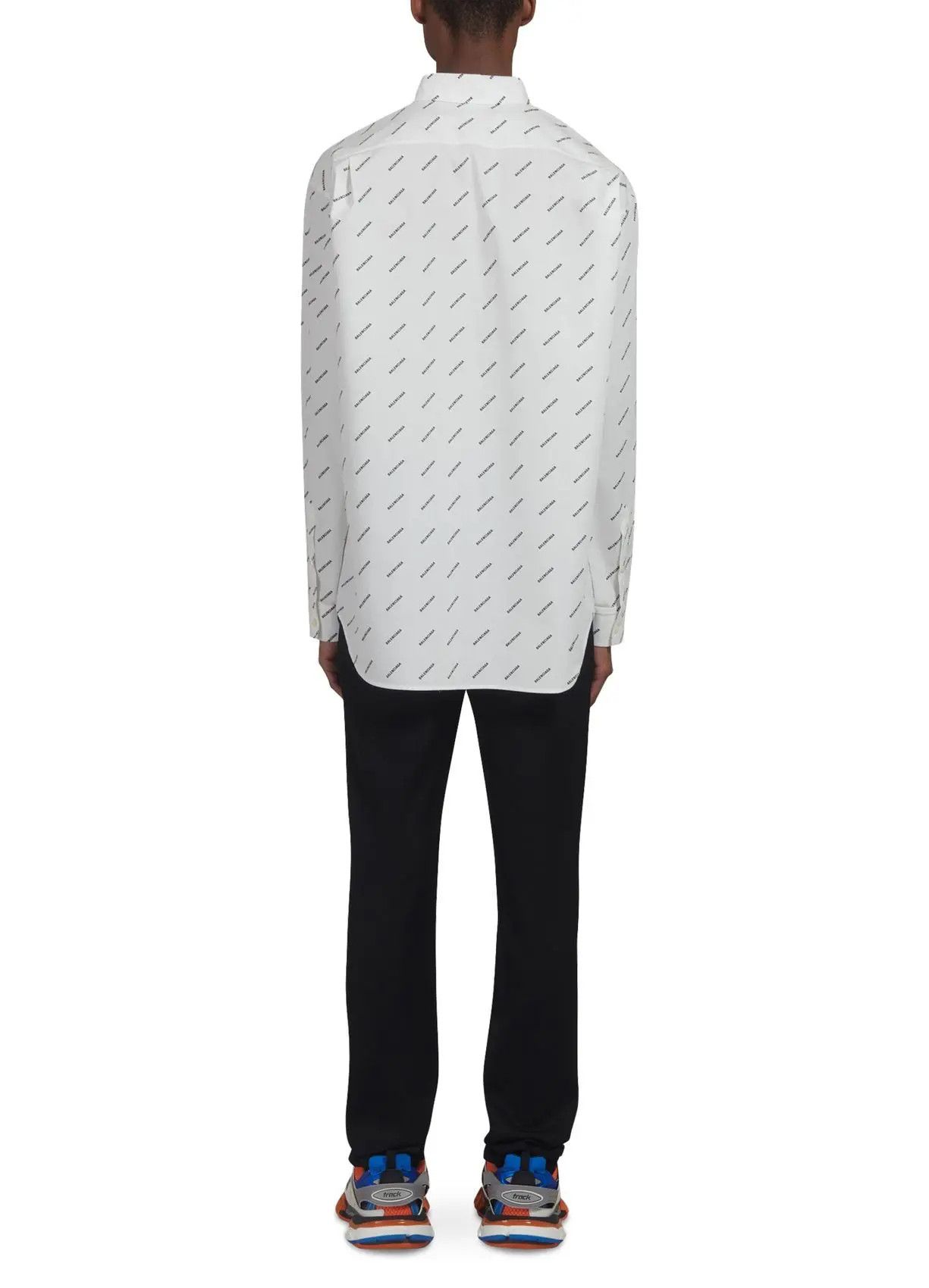 Balenciaga o1mt1gz0924 Allover Logo Normal Fit Shirt in White/Black Size US XXS / EU 40 - 7 Thumbnail