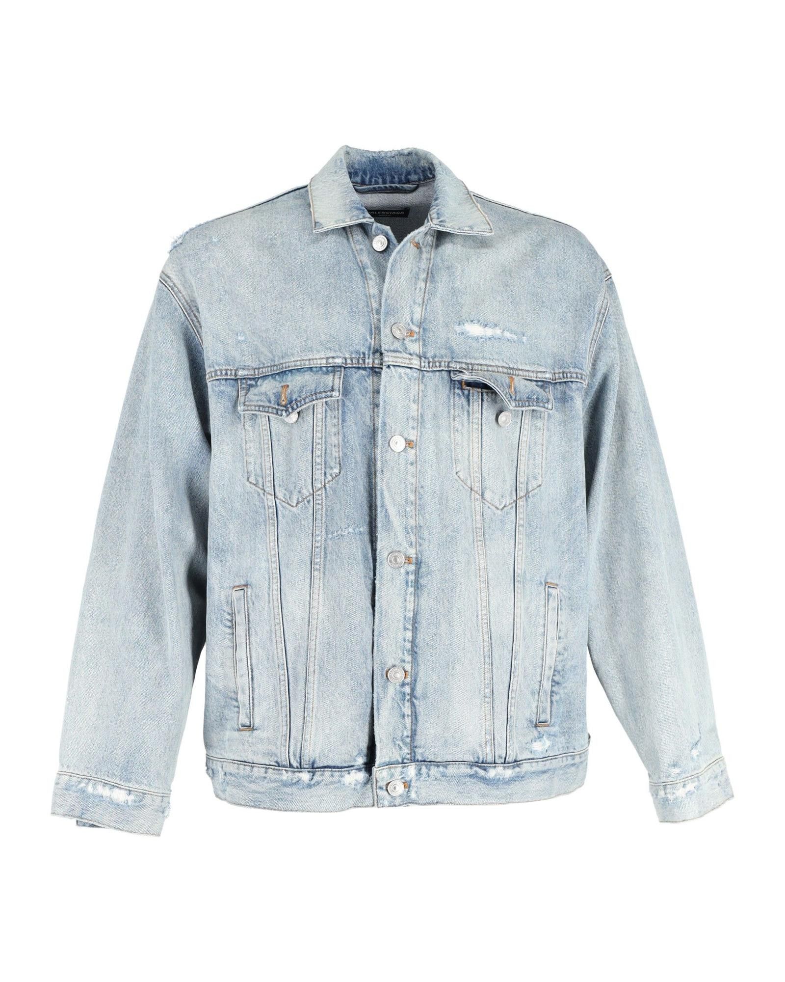 Balenciaga Barcode Logo Blue Denim Jacket | Grailed