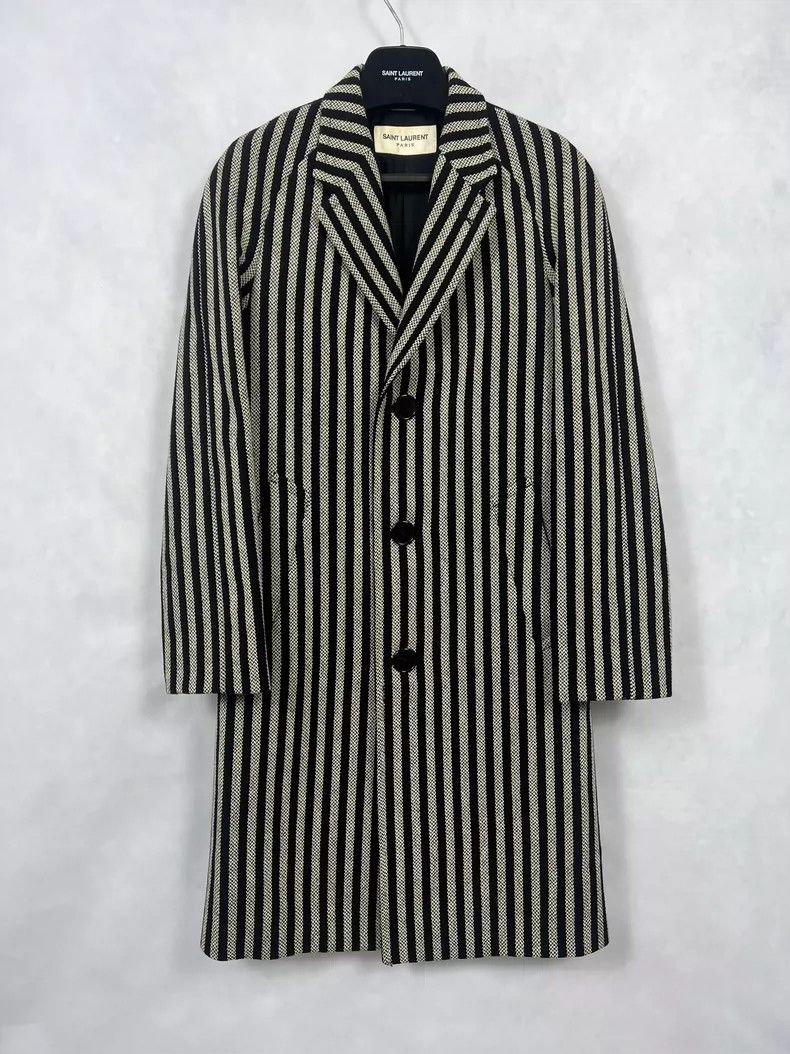 Saint Laurent Paris Saint Laurent Striped Chesterfield Coat Size 42- DMC Size US L / EU 52-54 / 3 - 1 Thumbnail