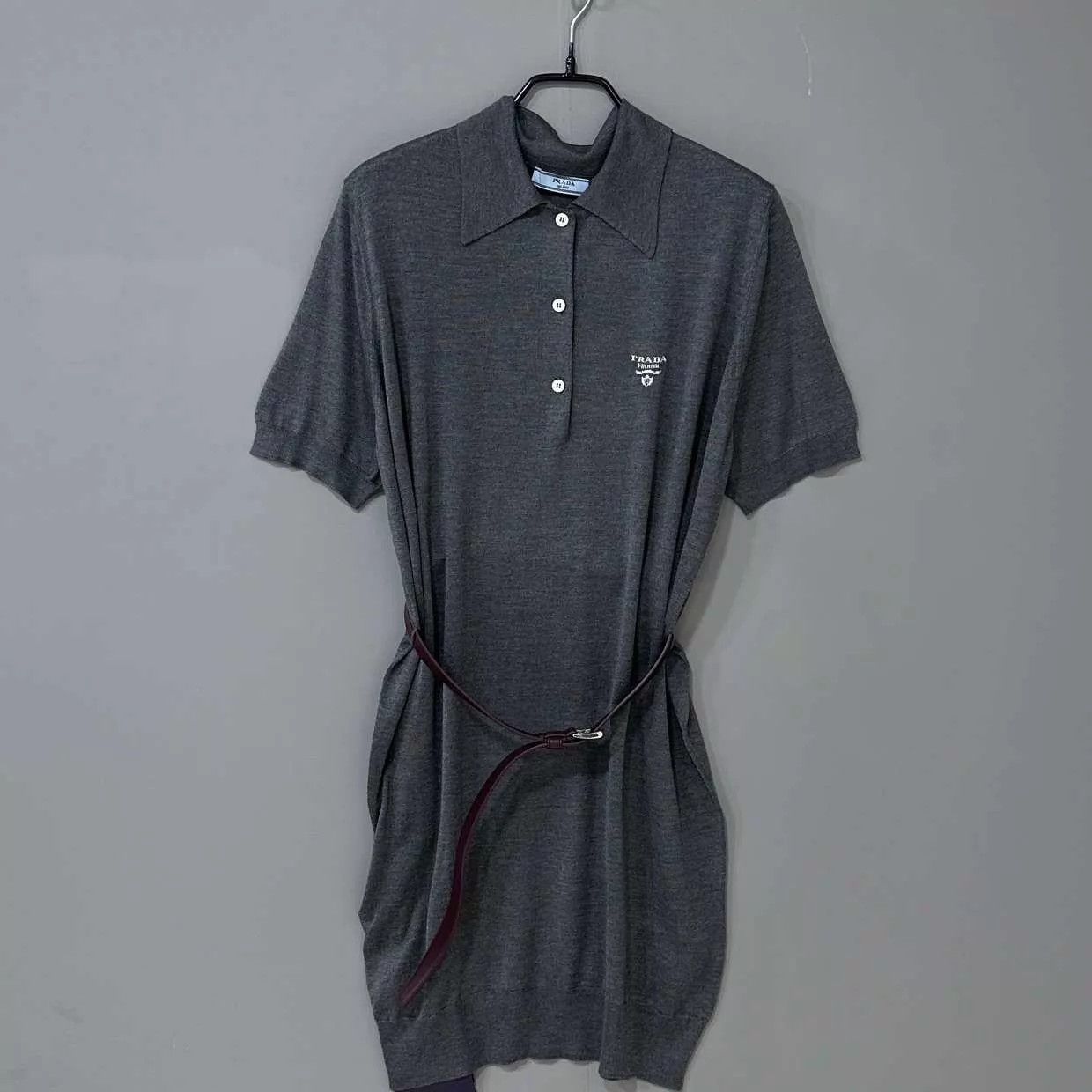 Prada PRADA Coconut Gray Belted Dress 36 Size XS / US 0-2 / IT 36-38 - 1 Thumbnail