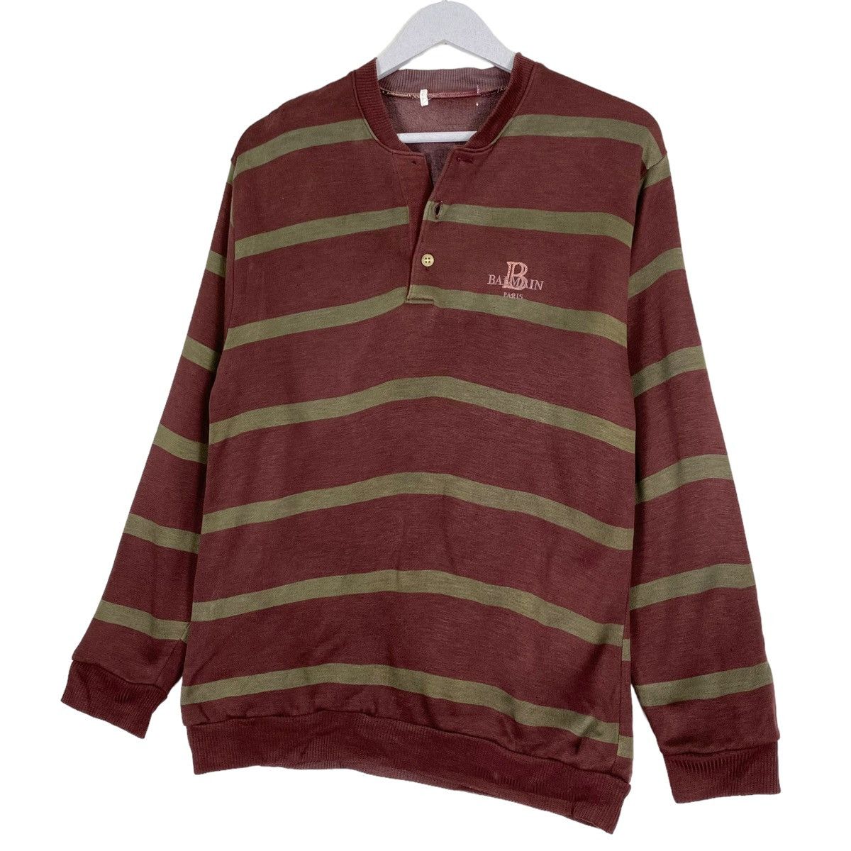 Balmain × Pierre Balmain 💥VINTAGE PIERRE BALMAIN STRIPE PULLOVER SWEATSHIRT Size US M / EU 48-50 / 2 - 2 Thumbnail