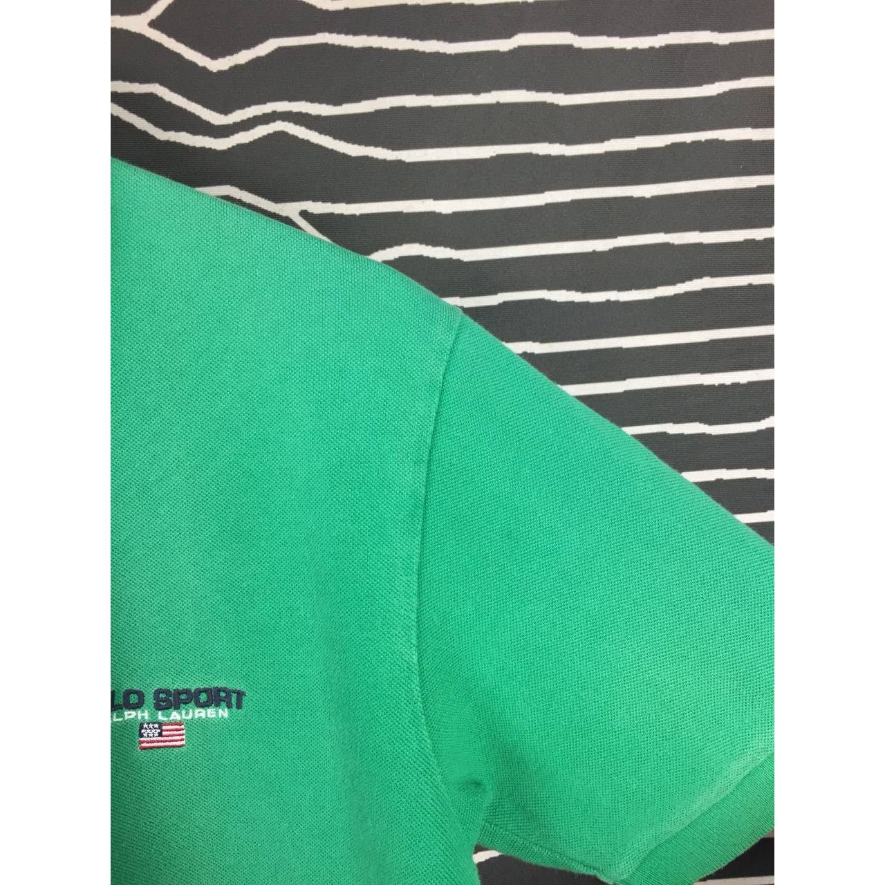 Polo Ralph Lauren × Vintage Vtg Polo Sport Ralph Lauren American Flag Logo Polo Tee Size US M / EU 48-50 / 2 - 4 Thumbnail