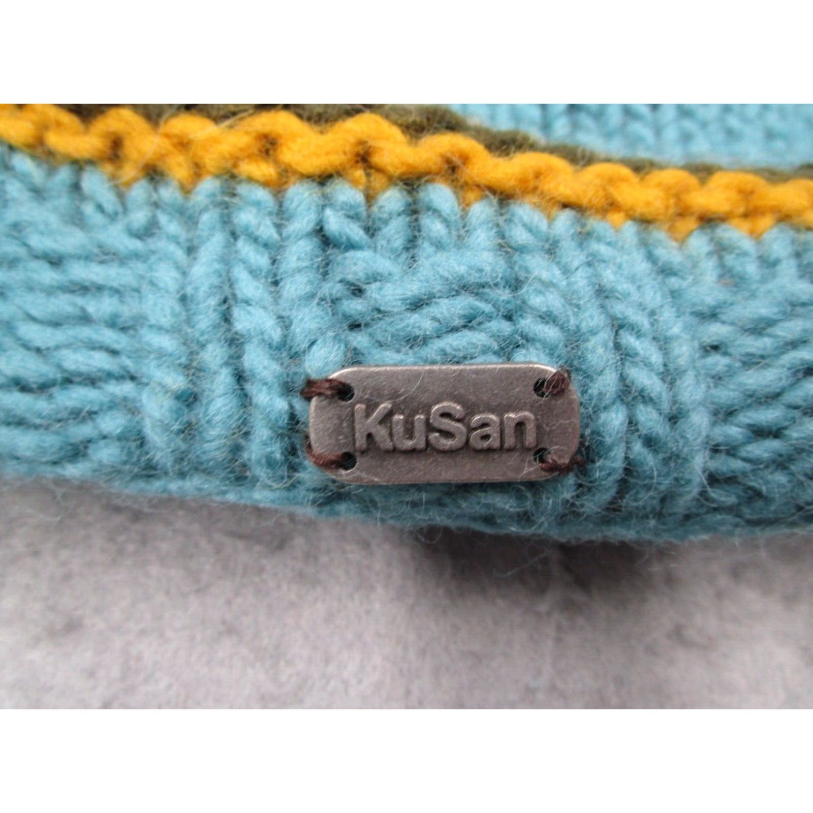 Vintage Kusan Beanie Hat Womens One Blue Wool Pom Wool Ski Hand Made in Nepal Size ONE SIZE - 2 Thumbnail