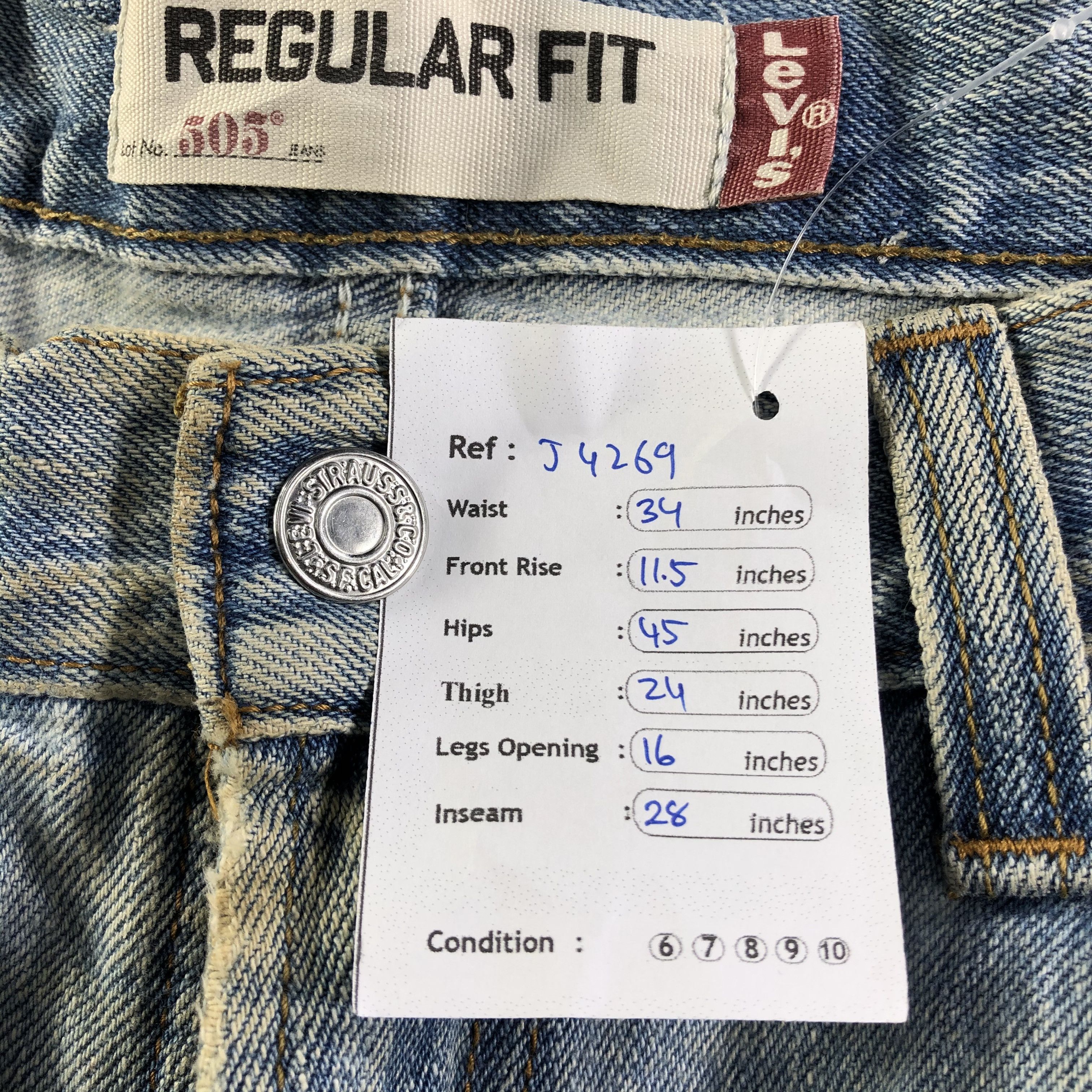 Levi's Vintage Light Wash Levis 505 Jeans-J4269 Size US 34 / EU 50 - 13 Thumbnail