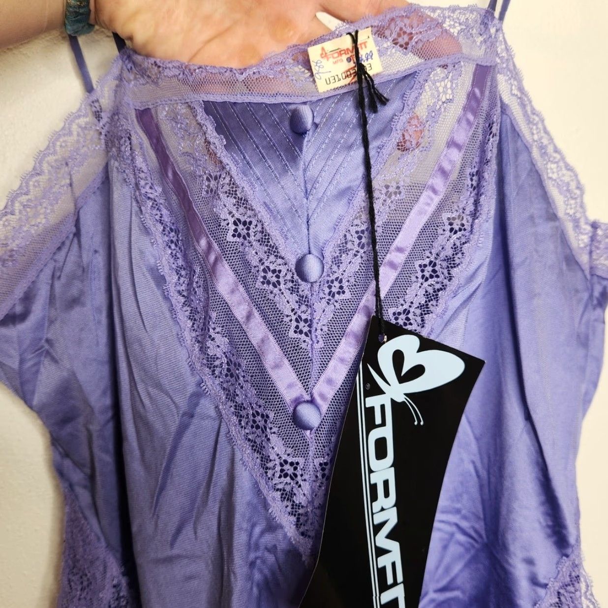 Vintage VINTAGE Formfit Teddy One Piece Bodysuit Nylon Satin Lace Purple Women 38 NWT 70s 80s Size XS / US 0-2 / IT 36-38 - 3 Thumbnail