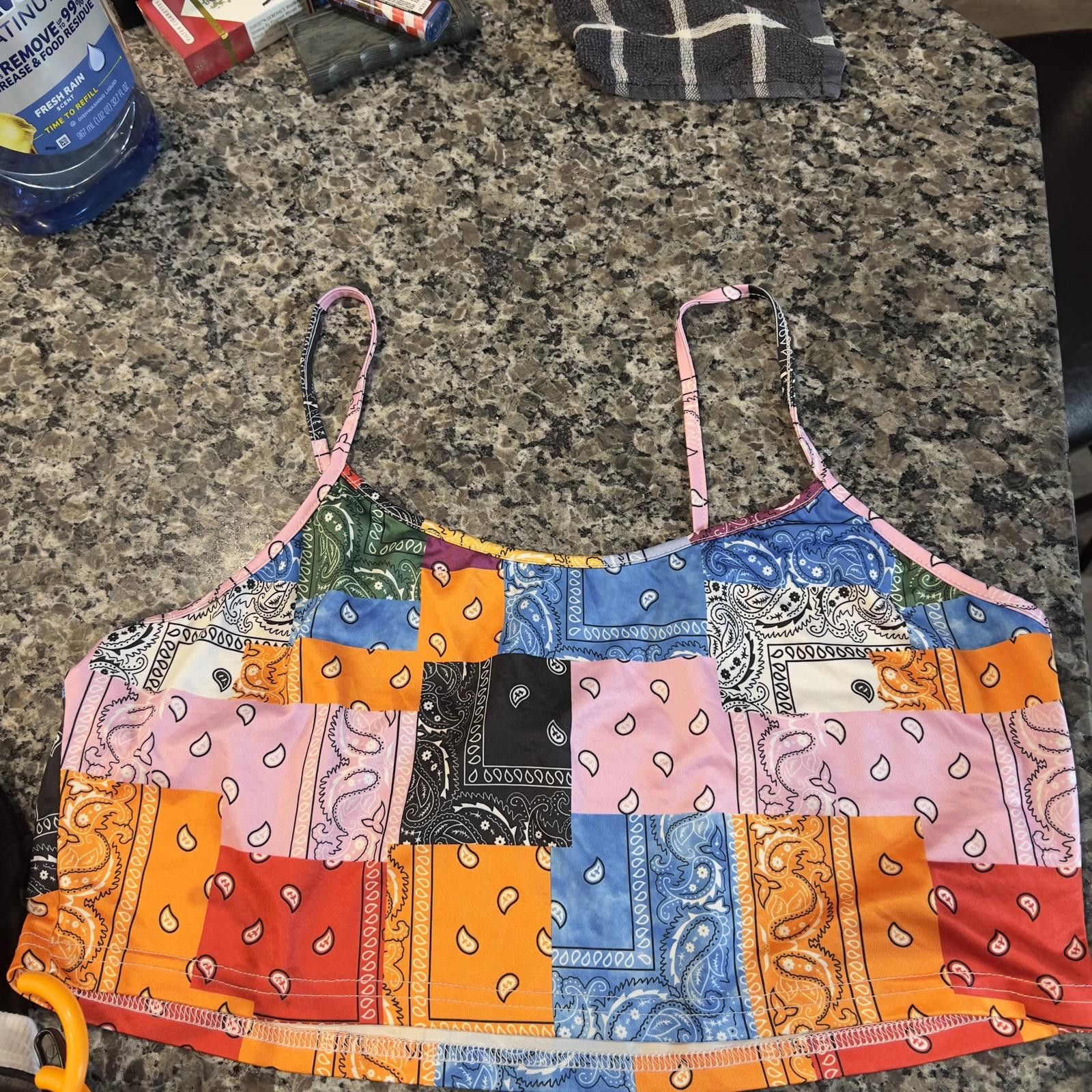 Unknown London Women's Colorful Patchwork Bandana Print Crop Top Size XXL / US 16-18 / IT 52-54 - 1 Thumbnail
