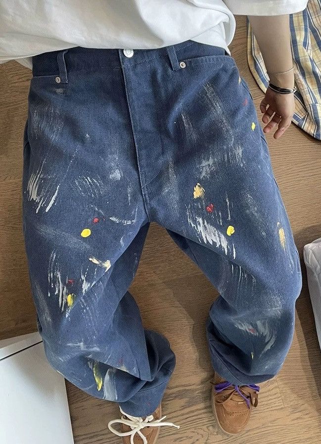 Japanese Brand × Vintage Outdoor retro y2k dirty paint baggy pants Size US 34 / EU 50 - 1 Thumbnail