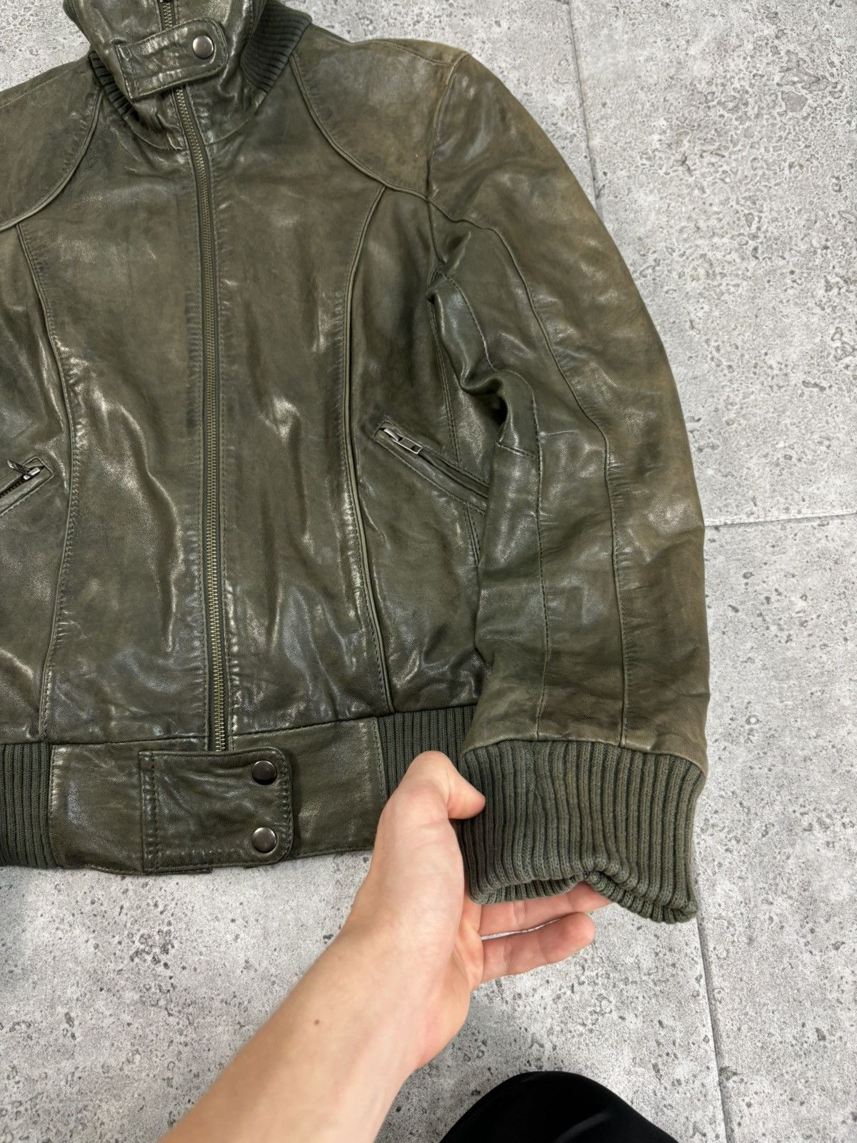 Genuine Leather × Japanese Brand Archive Japanese Leather Jacket Distressed Faded Cropped 00s Size US M / EU 48-50 / 2 - 9 Thumbnail