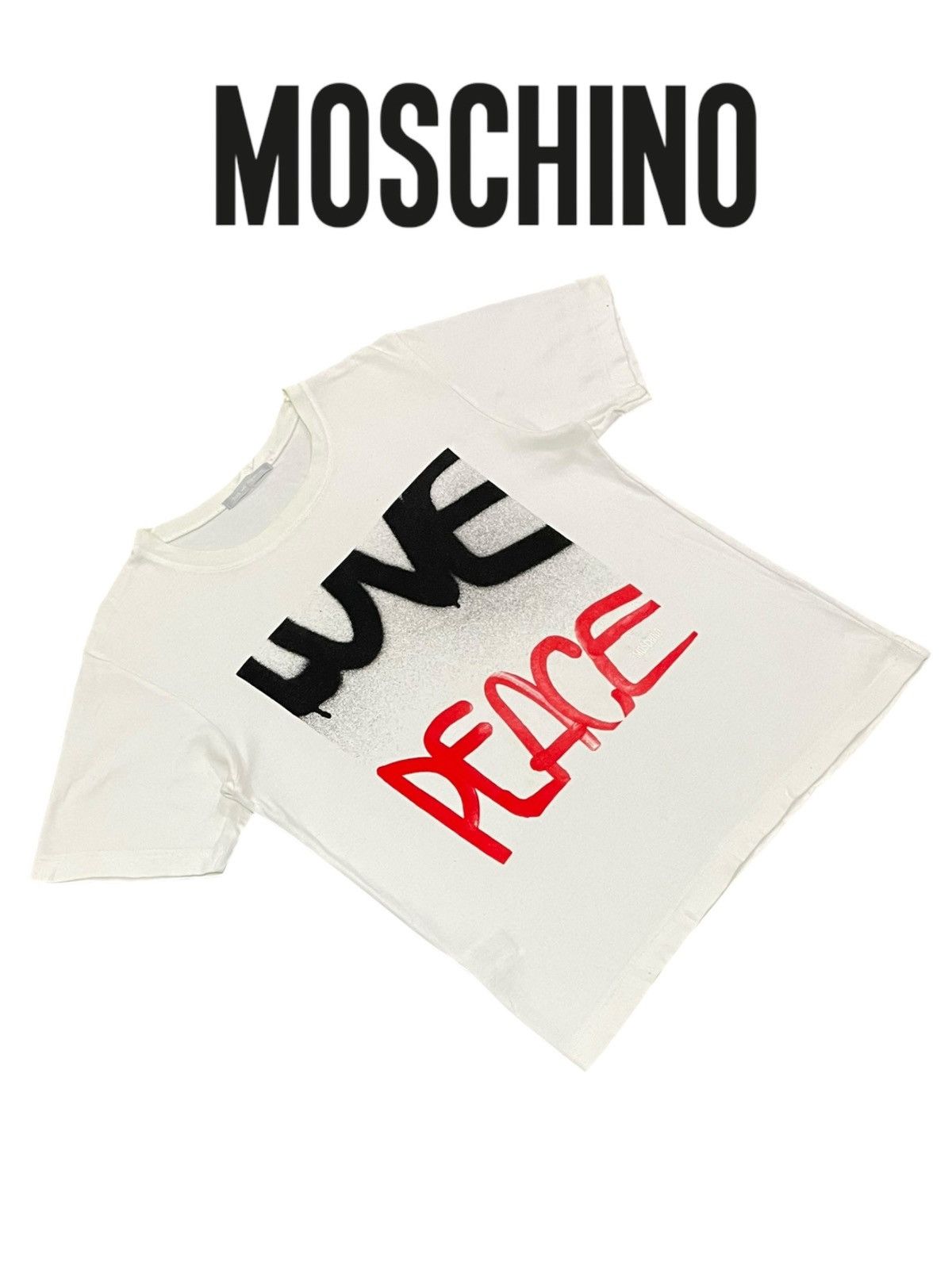 Moschino VTG Moshino AW2008 Bonds With Designers LOVE PEACE Sz S Tee Size S / US 4 / IT 40 - 7 Thumbnail
