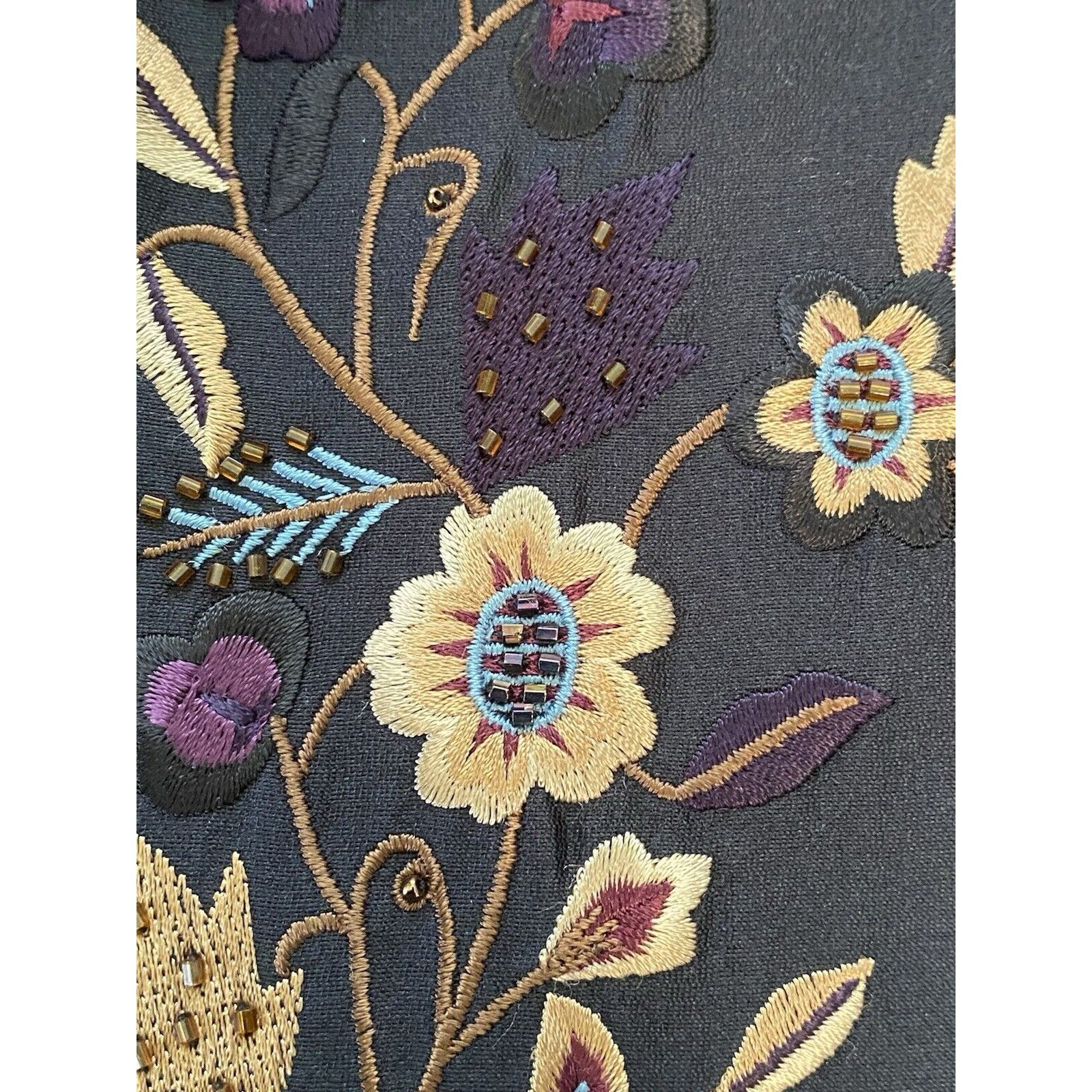 Vintage Dana Buchman Vintage Silk Jacket Long 90s Floral Embroidered Size S / US 4 / IT 40 - 12 Thumbnail