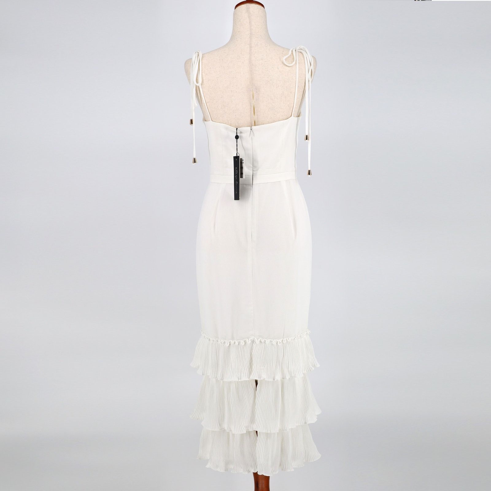 The Unbranded Brand Elle Zeitoune Women White Tiered Sheath Midi Dress Size S Size S / US 4 / IT 40 - 6 Thumbnail