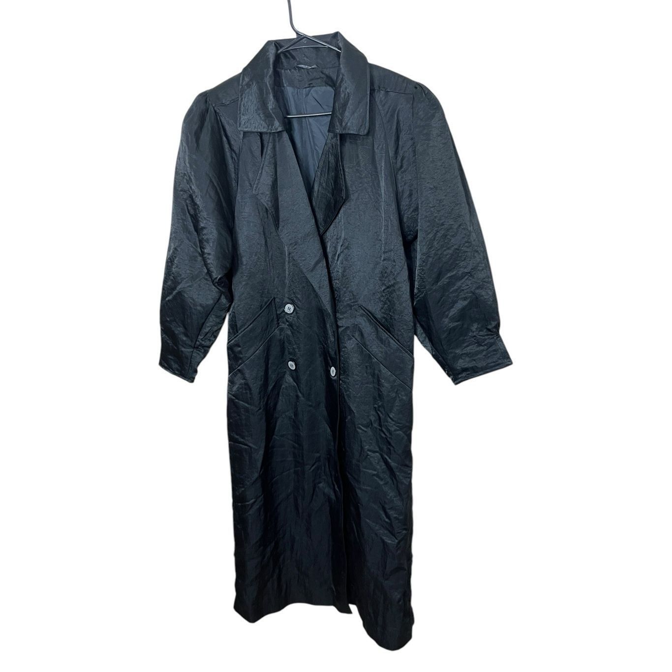 Other Vintage Sport Crest Utex Black Nylon Long Trench Coat Size 4 Size S / US 4 / IT 40 - 1 Thumbnail