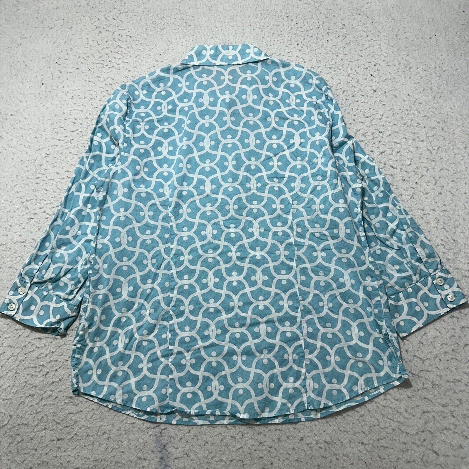 Van Heusen Van Heusen= Large Button Up Shirt Light Blue + White Top Size L / US 10 / IT 46 - 10 Thumbnail