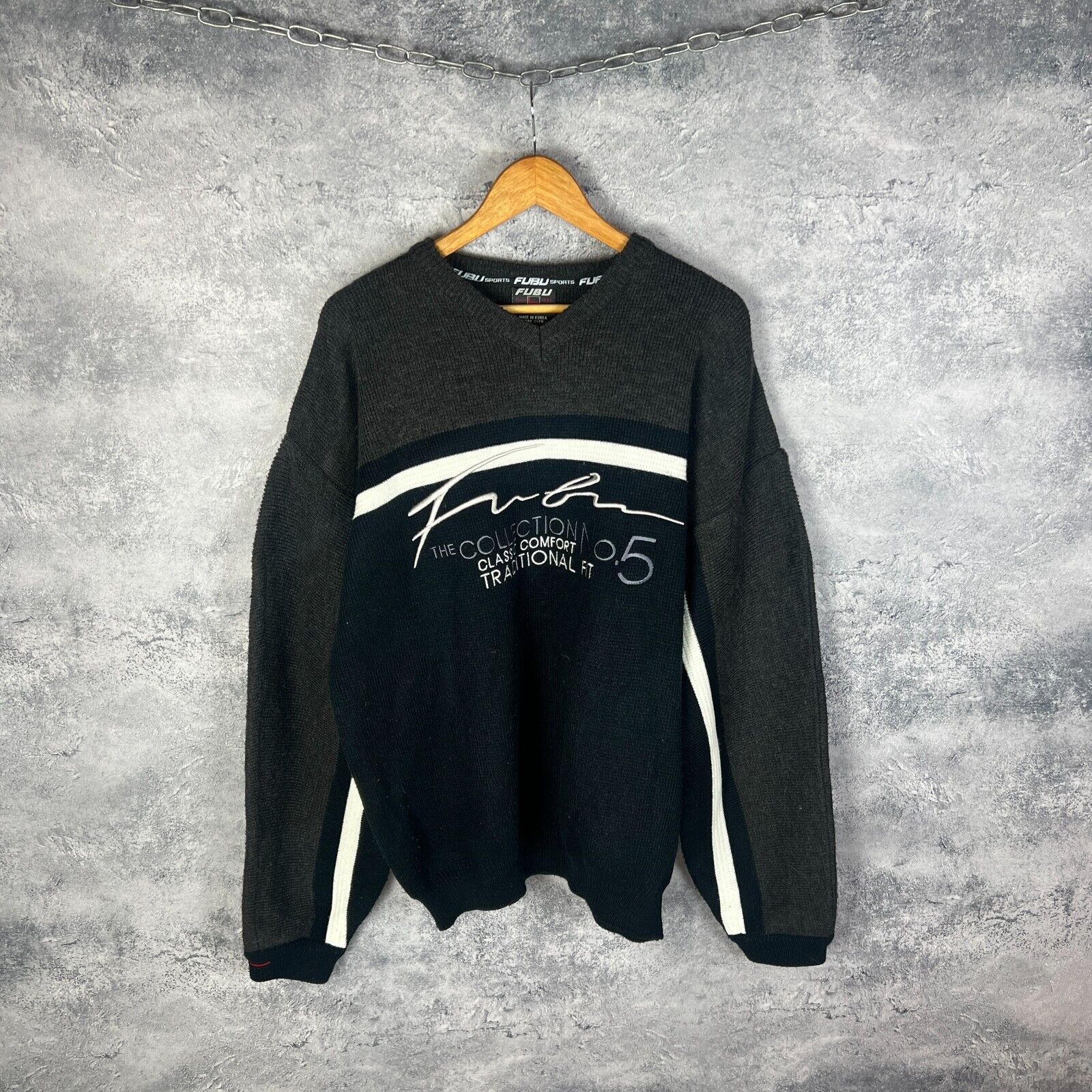 Fubu Fubu Sweater Men's Big Logo Size M Gray Long Sleeve ` Size US M / EU 48-50 / 2 - 1 Thumbnail
