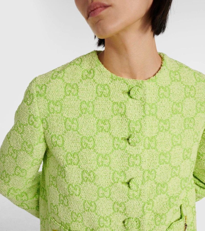 Gucci Gucci GG Boucle Cotton Blend Jacket With Horsebit Lime green Size S / US 4 / IT 40 - 9 Thumbnail
