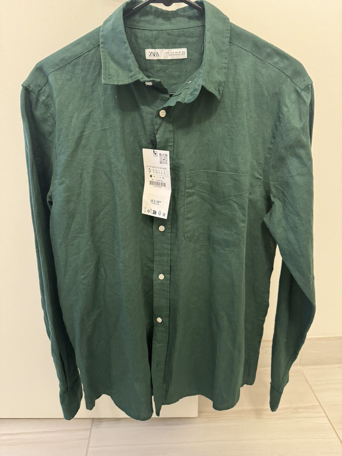 Zara NEW Zara Green Linen Button Up Size US S / EU 44-46 / 1 - 1 Thumbnail