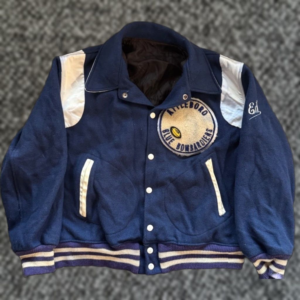 Vintage VINTAGE Attleboro Blue Bombardiers Football Varsity Jacket L Massachusetts 1940s Wool 100% Blue Letterman Long Sleeve Casual Men’s Chargers? Size US L / EU 52-54 / 3 - 1 Thumbnail