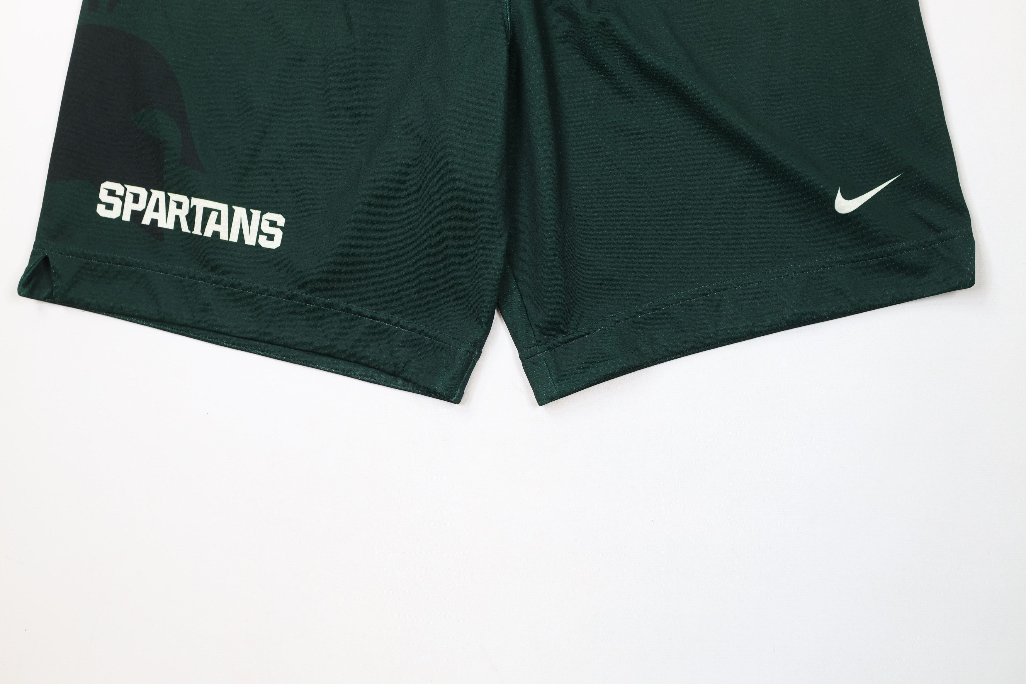 Nike × Vintage Nike Michigan State University Basketball Shorts Green USA Size US 34 / EU 50 - 4 Thumbnail