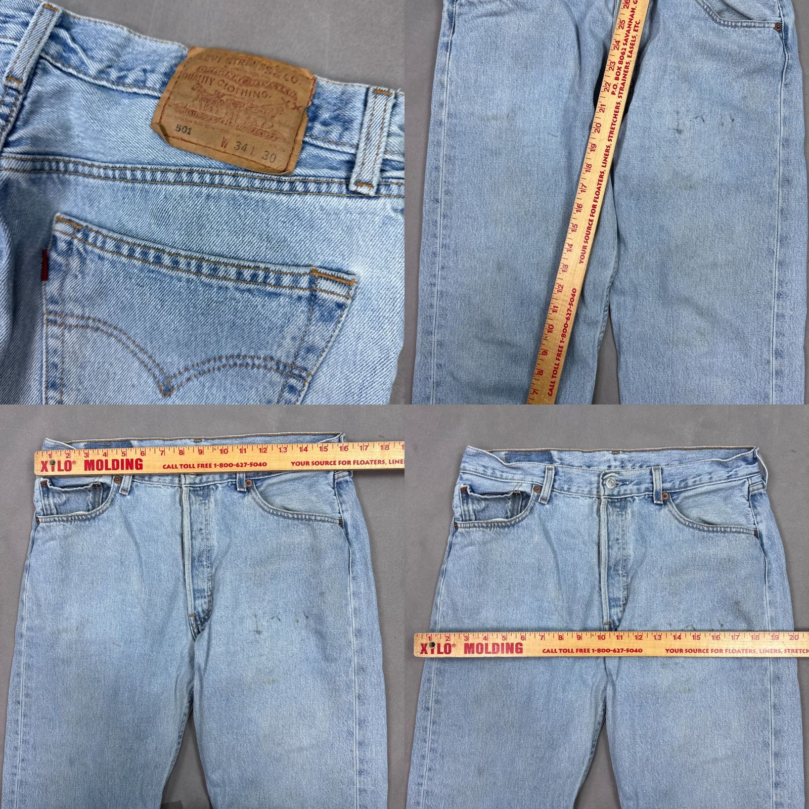 Levi's VINTAGE Levi's 501 Jeans Mens 34x29 Blue Denim Pants Button Fly 5-Pocket Classic Straight (Tag34x30) Mens Size US 34 / EU 50 - 8 Thumbnail