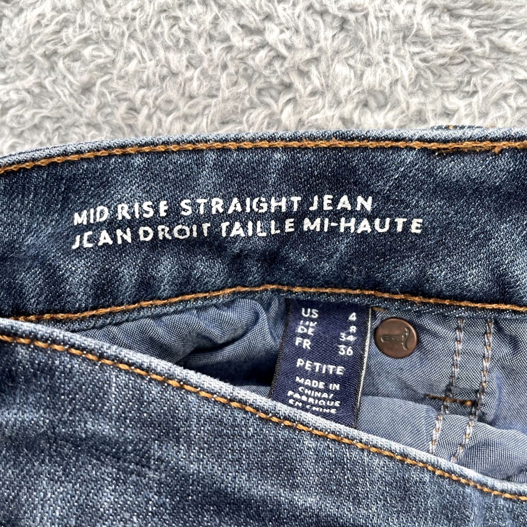 Lands' End Lands End Jeans Womens 4P Blue Straight Leg Mid Rise Logo Cotton Whiskered Denim Size 30" / US 8 / IT 44 - 4 Thumbnail