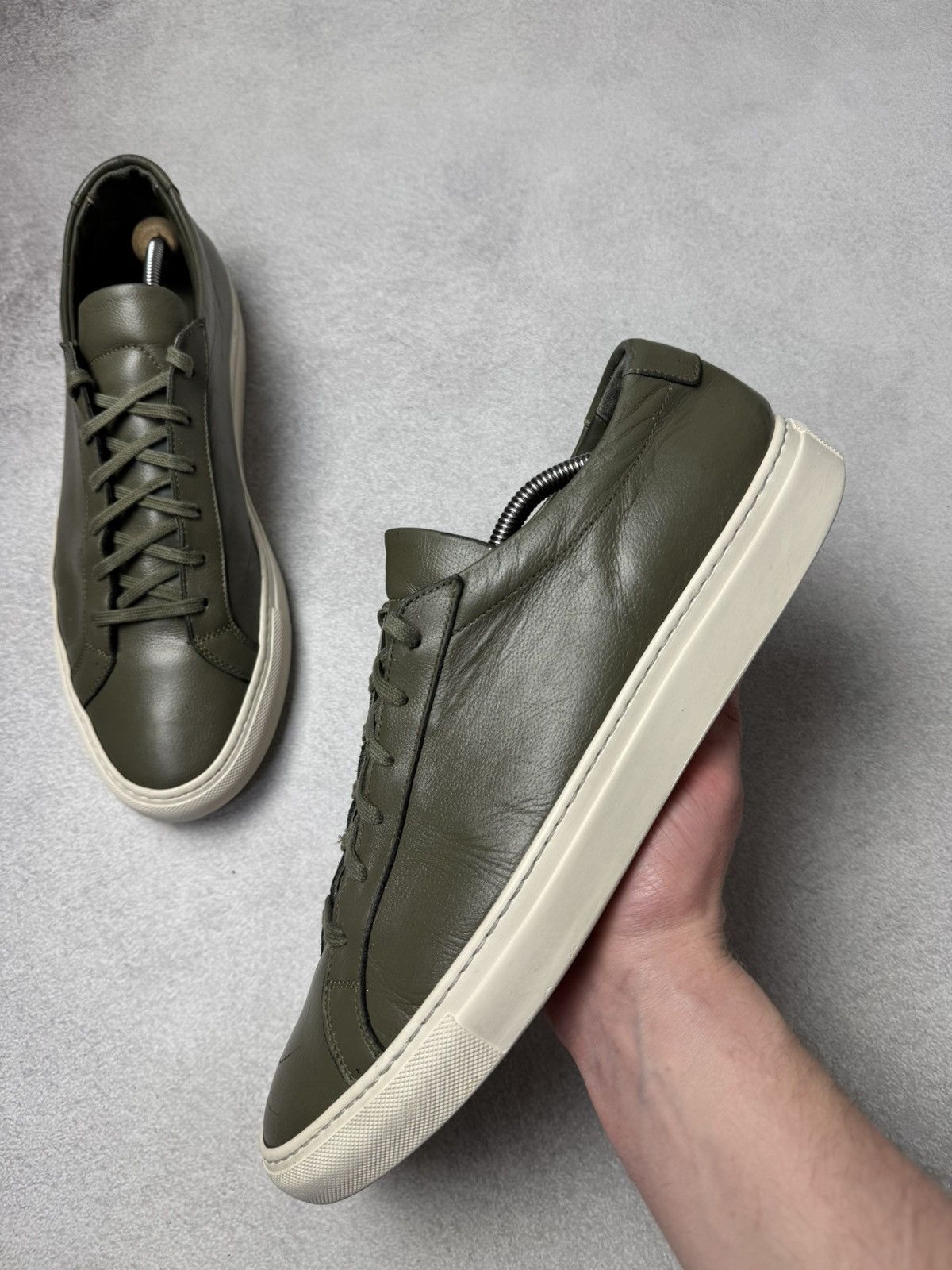 Common Projects Common Projects Achilles Olive Leather Sneakers Size US12 Size US 12 / EU 45 - 9 Thumbnail