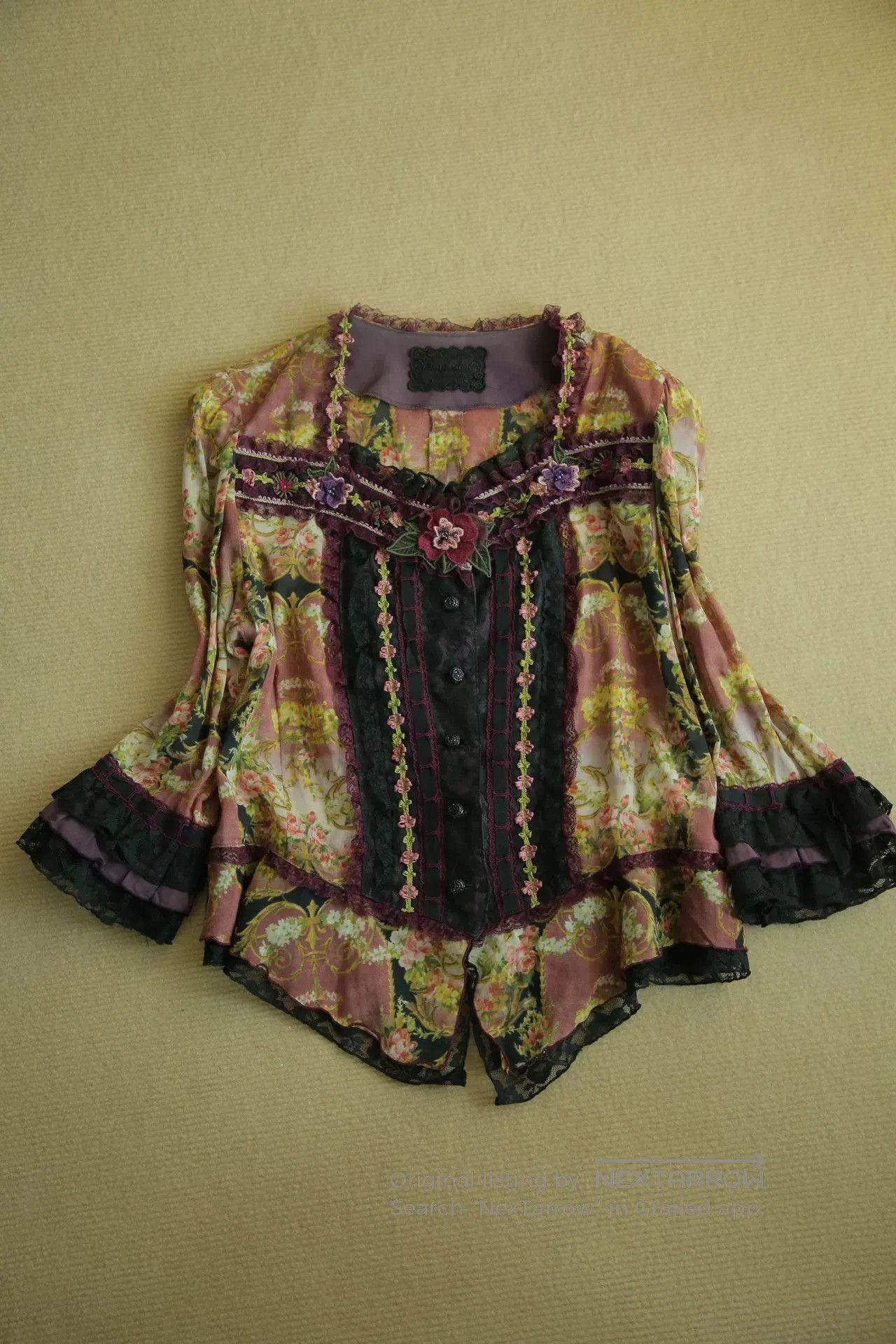 non Vintage Floral Print Sheer Blouse. Size M / US 6-8 / IT 42-44 - 7 Thumbnail