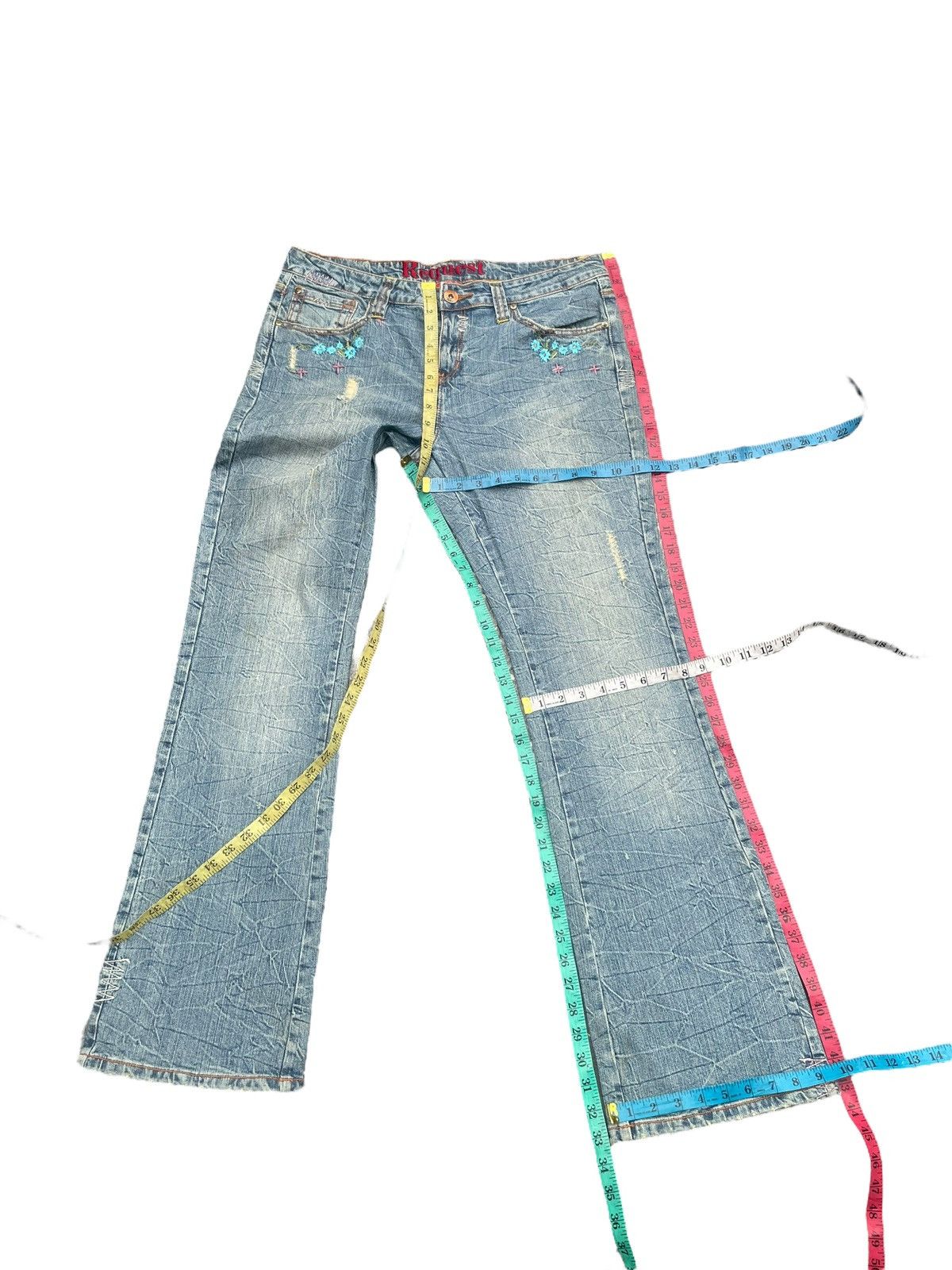 Designer × Request Jeans Request Flare Emboiderey Denim Size 36" / US 14 / IT 50 - 13 Thumbnail
