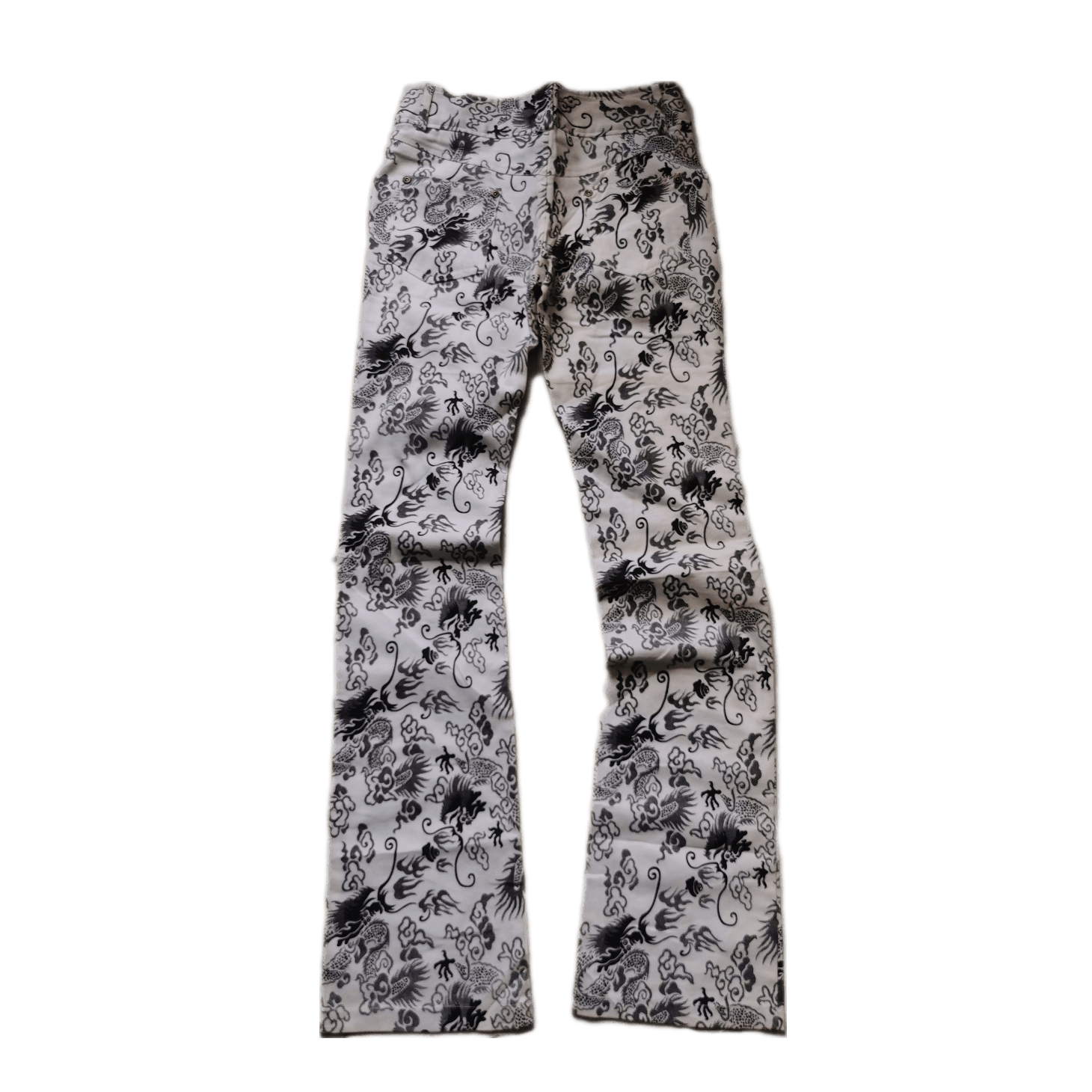 Japanese Brand 🇯🇵🔥Vintage Flare sick Over Print Dragon Motif Pants Size 26" / US 2 / IT 38 - 2 Thumbnail