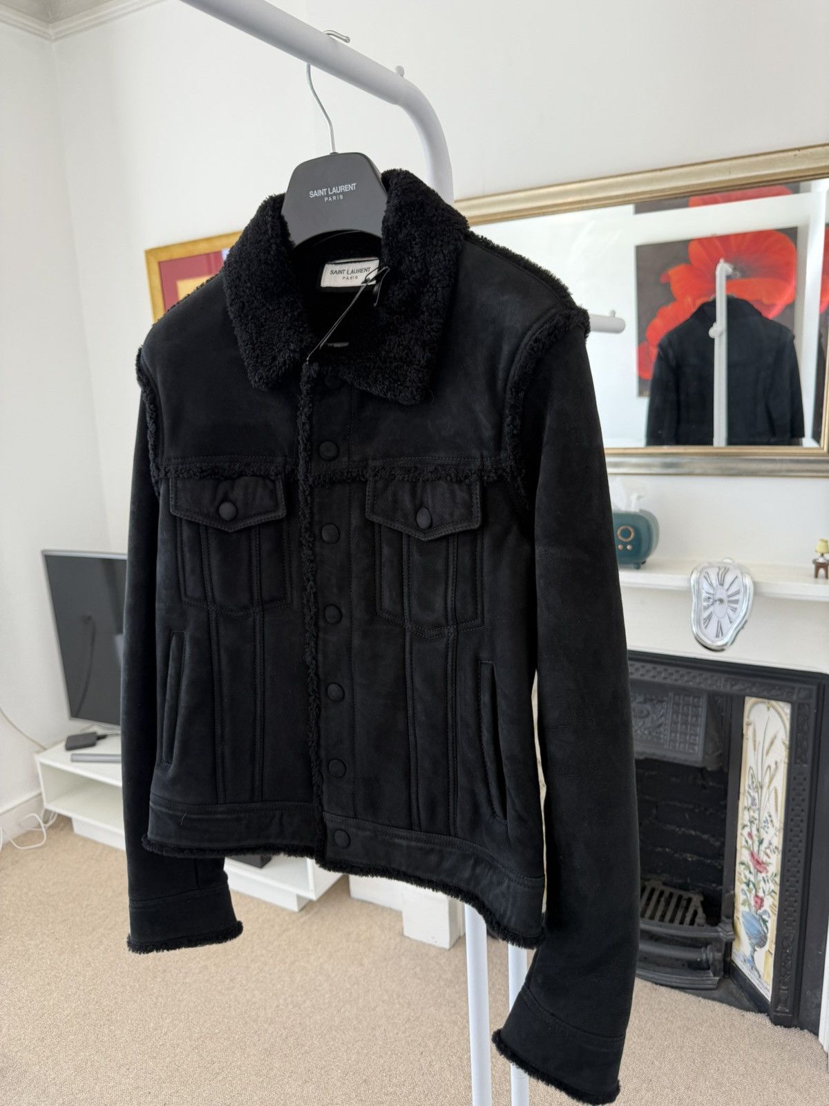 Saint Laurent Paris FW20 Saint Laurent Real Dye Sheep Fur Trucker Jacket Size US S / EU 44-46 / 1 - 2 Thumbnail