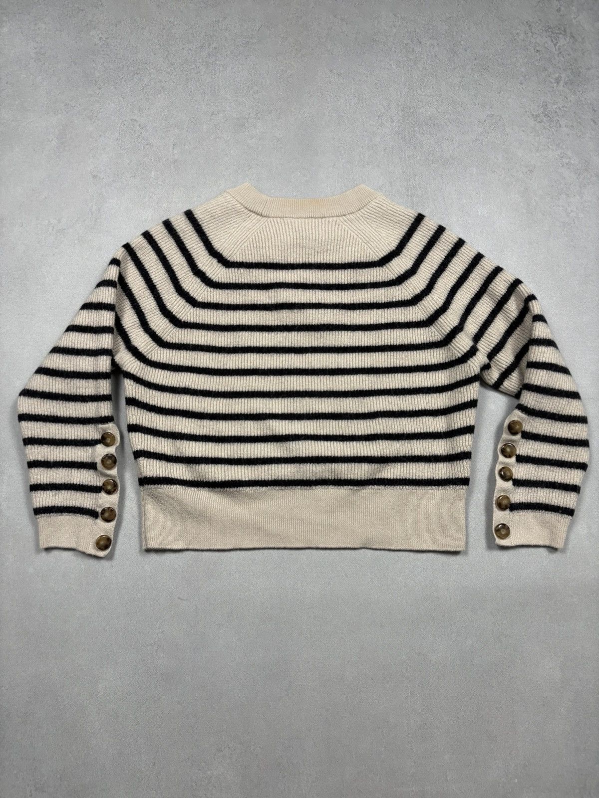 Sezane Sezane La Maille Striped Merino Wool Knit Sweater Button M Size M / US 6-8 / IT 42-44 - 13 Thumbnail